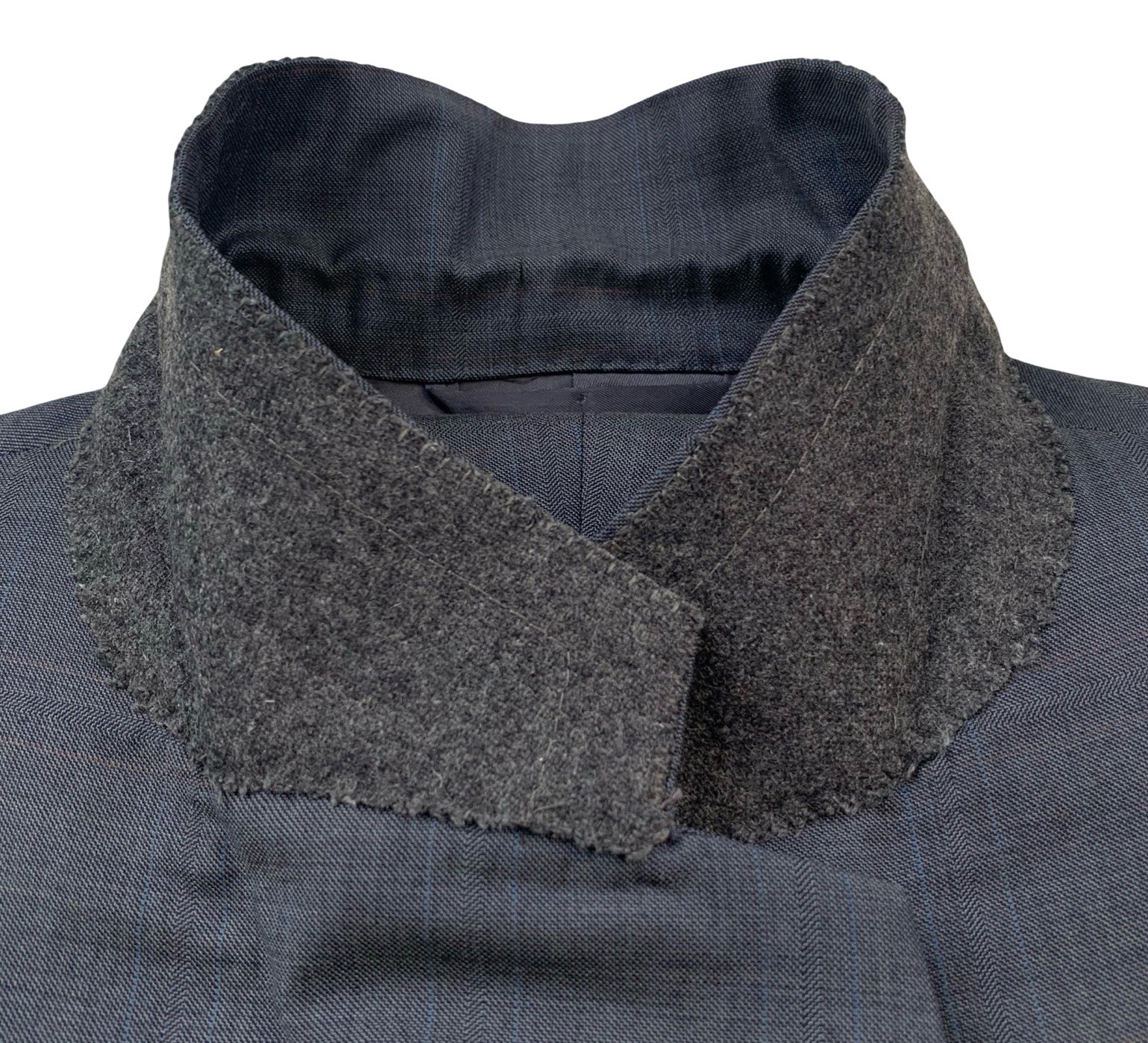 Mens 52 R Hickey Freeman X Loro Piana Tasmanian 120’s Charcoal Windowpane Plaid