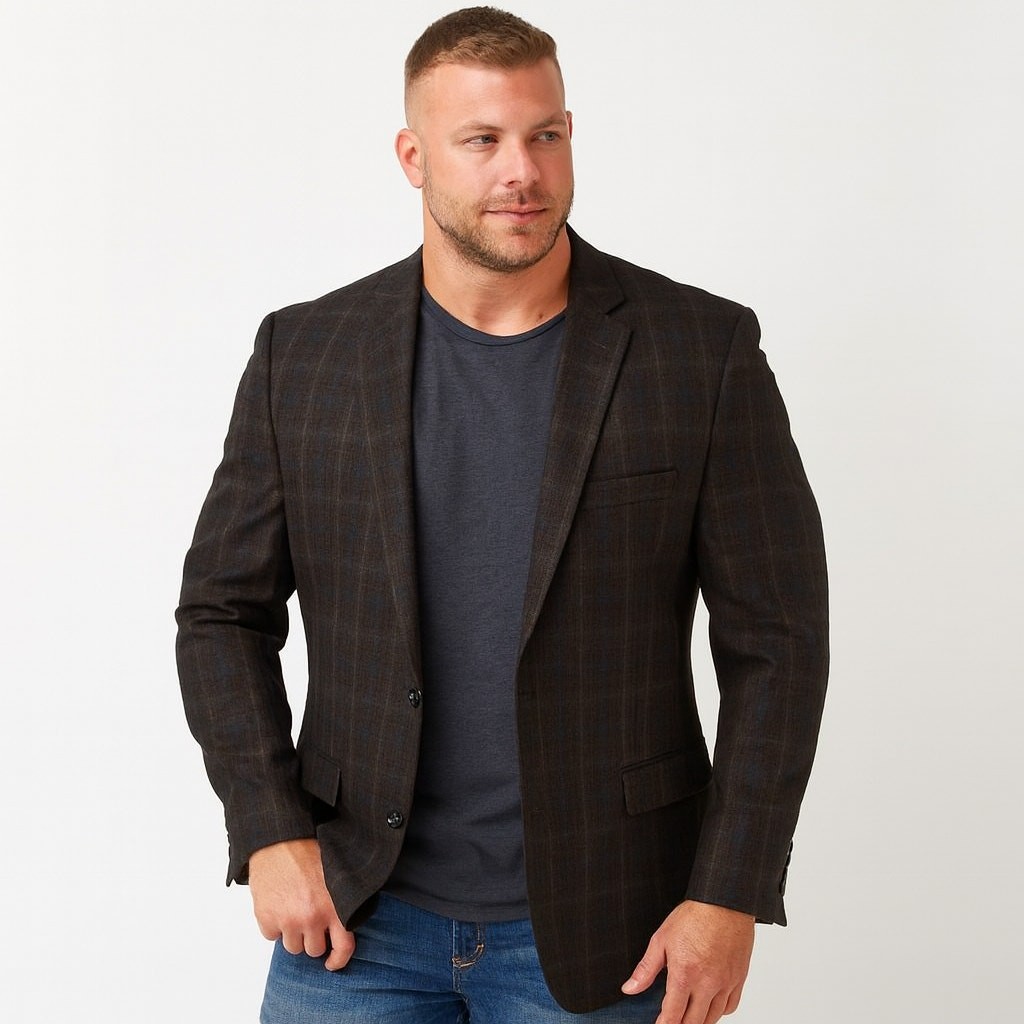 Jean-Paul Germain Men’s windowpane plaid two button wool sport coat 40 long