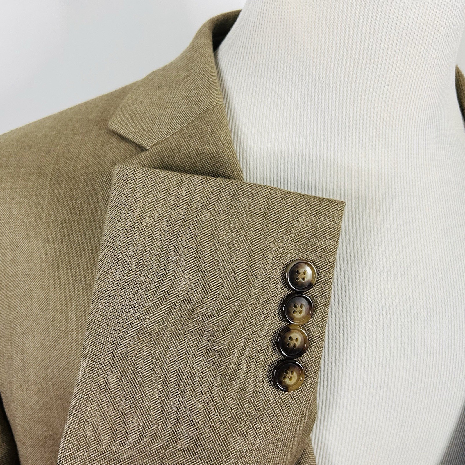 Chaps 50R Sport Coat Beige Two Button Floral Lining Vented Poly Rayon Blend
