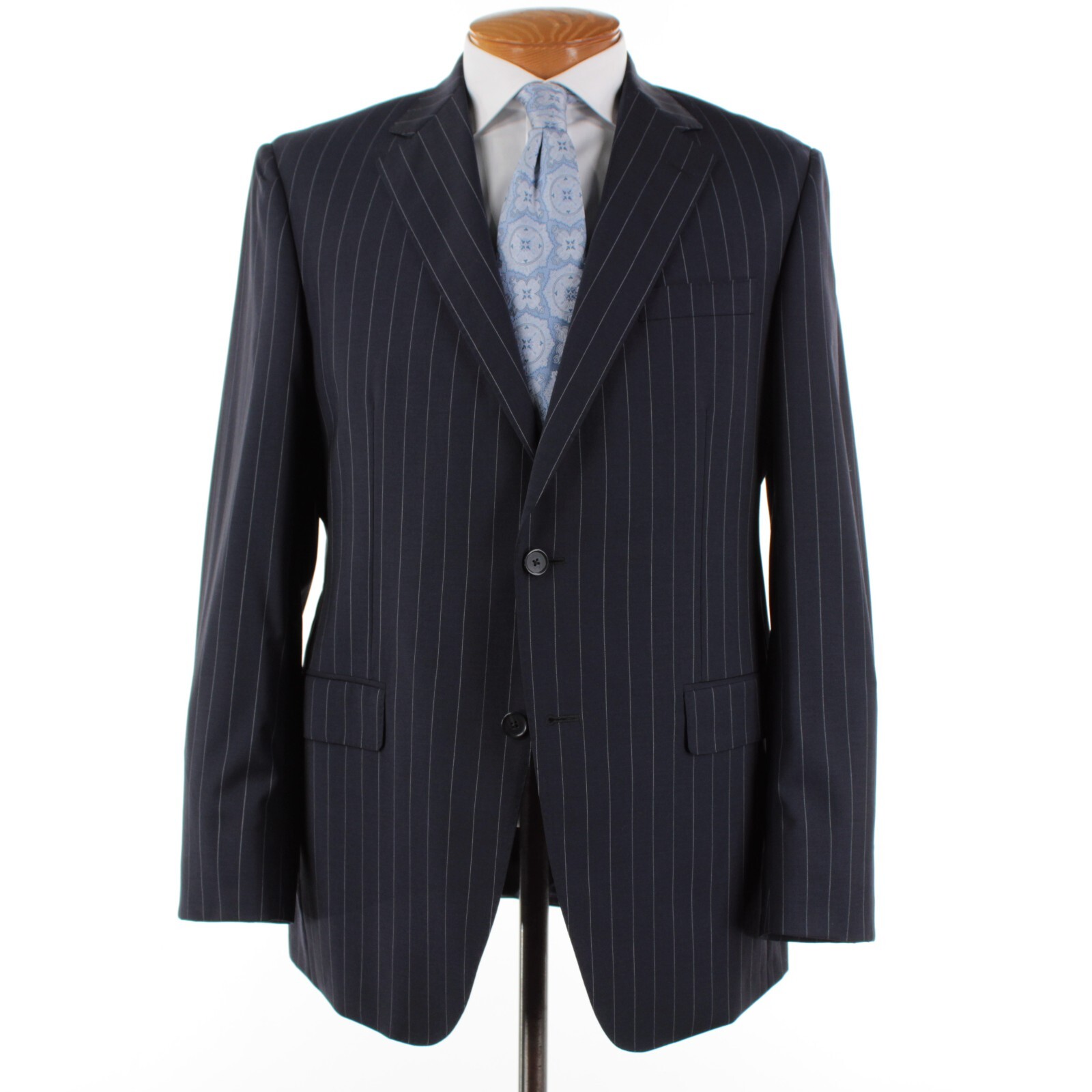Samuelsohn Wool / Cashmere Blend Two Piece Suit Size 41R US In Blue Pinstripe