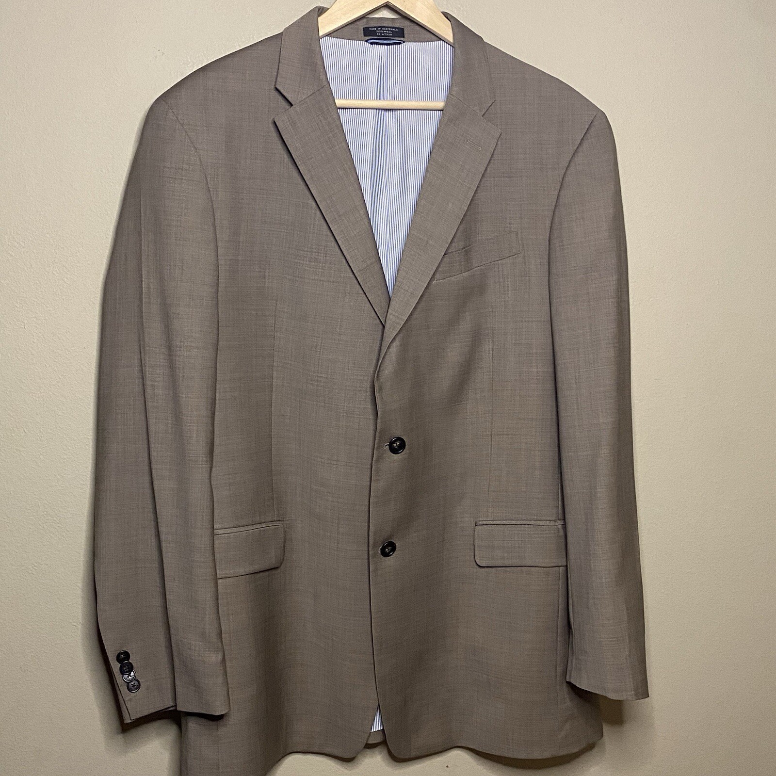 Tommy Hilfiger Sport Coat Blazer Men 44L Tan Brown 100% Wool Two Button