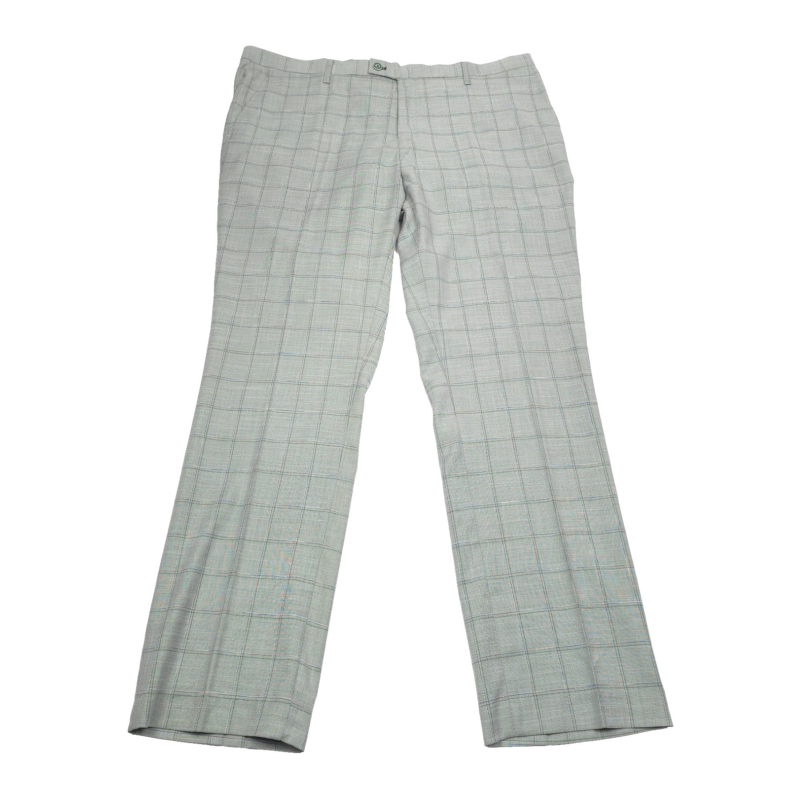 Paisley & Gray Suit Mens 46R X 40 Slim Fit Light Green Plaid 2-Piece NWT