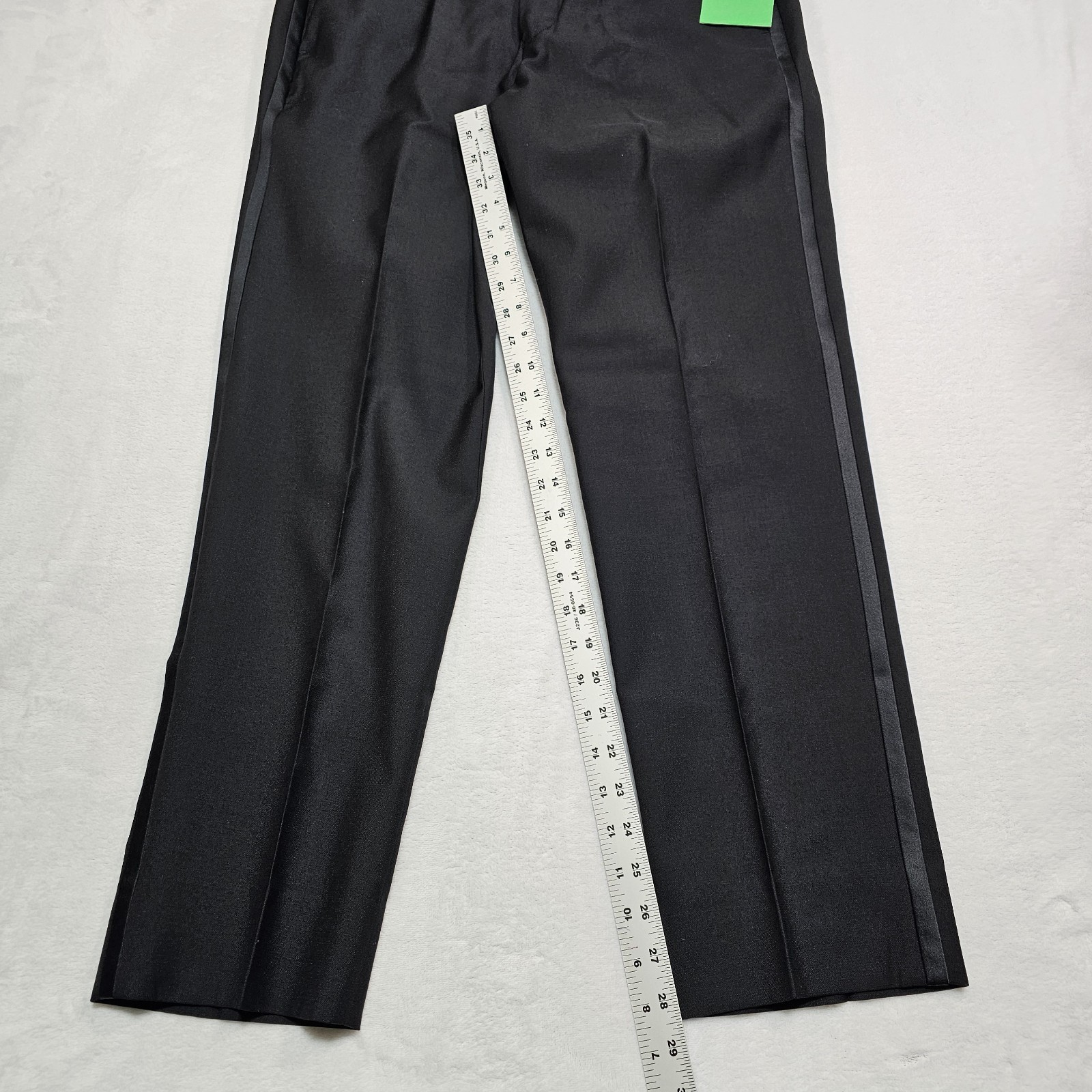 The Blk Tux Tuxedo Tollegno 1900 Suit Men 38R Pants 32×28 Satin Stripe Waist Tab