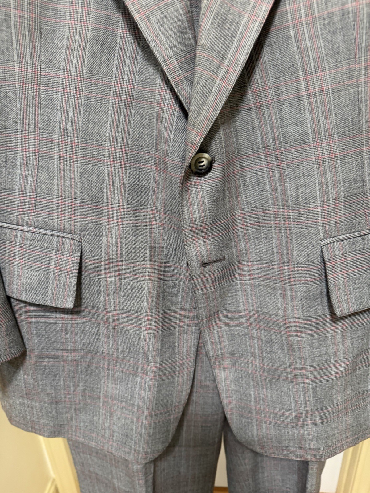 Vintage 70s Men’s Cricketeer Gray Glen Plaid Suit 46R/40W Made For Jordan Marsh