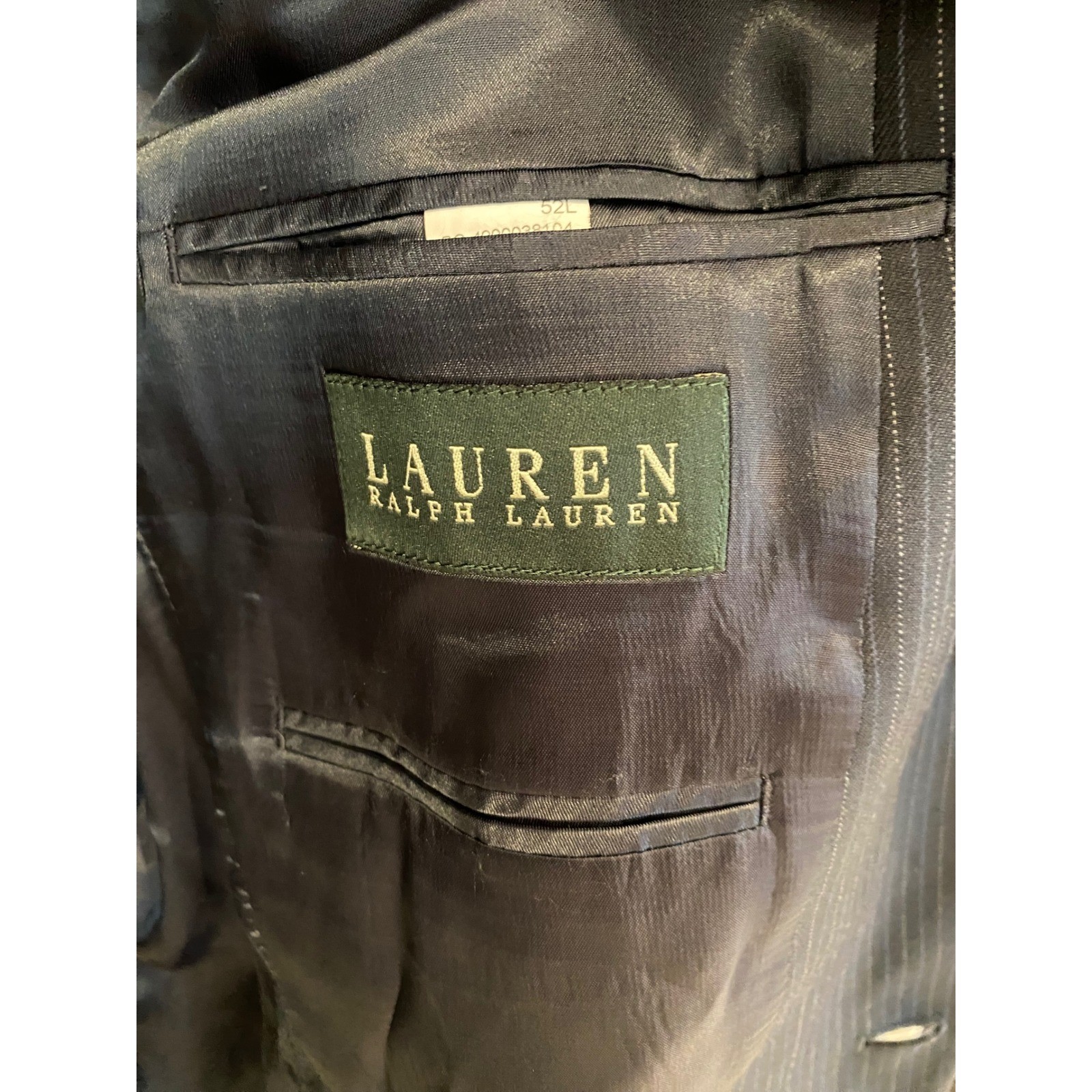 Lauren Ralph Lauren Mens 52L Navy Pinstripe Wool Cashmere 2-Button Blazer Jacket