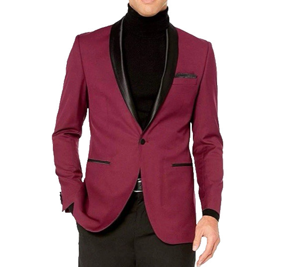 ADAM BAKER MEN’S SLIMFIT SHAWL COLLAR TUXEDO JACKET 44R IN BURGUNDY NWT