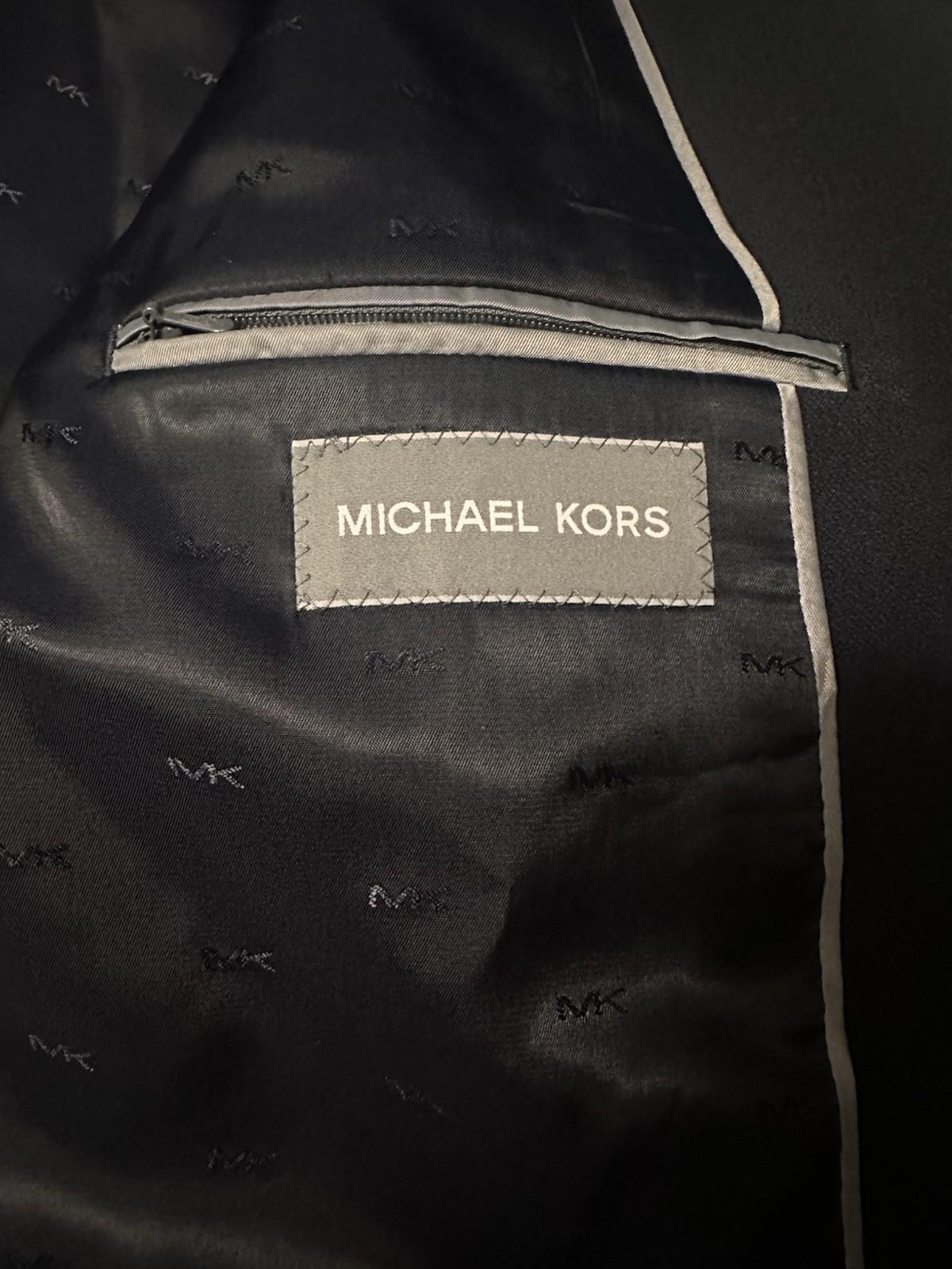 MICHAEL KORS Navy Blue Sport Coat Blazer Suit Jacket 46L Men’s Stretch Athletic