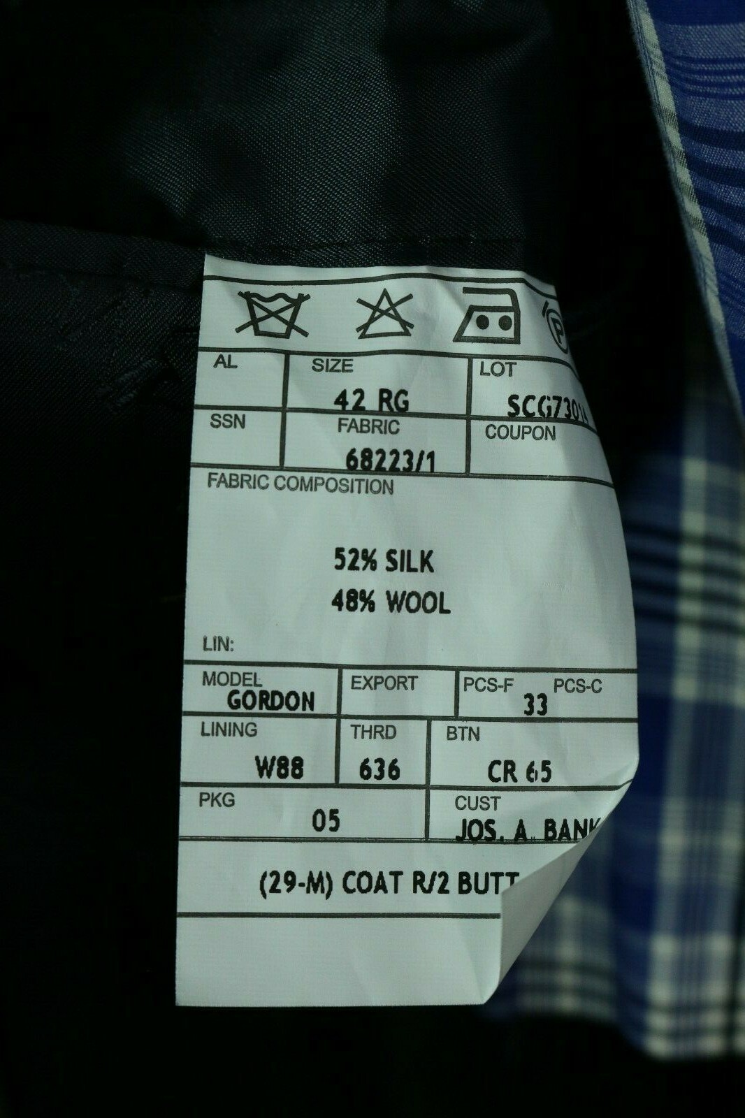 Jos A. Bank Black White Houndstooth Sport Coat 42 Reg Two Button Silk Wool Blend