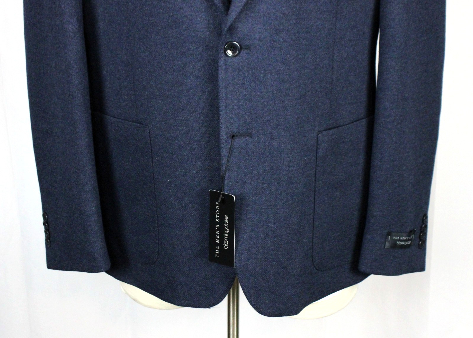 Men’s Store Bloomingdale’s Sport Coat 44 R Navy Jersey Cotton Linen Soft Jacket