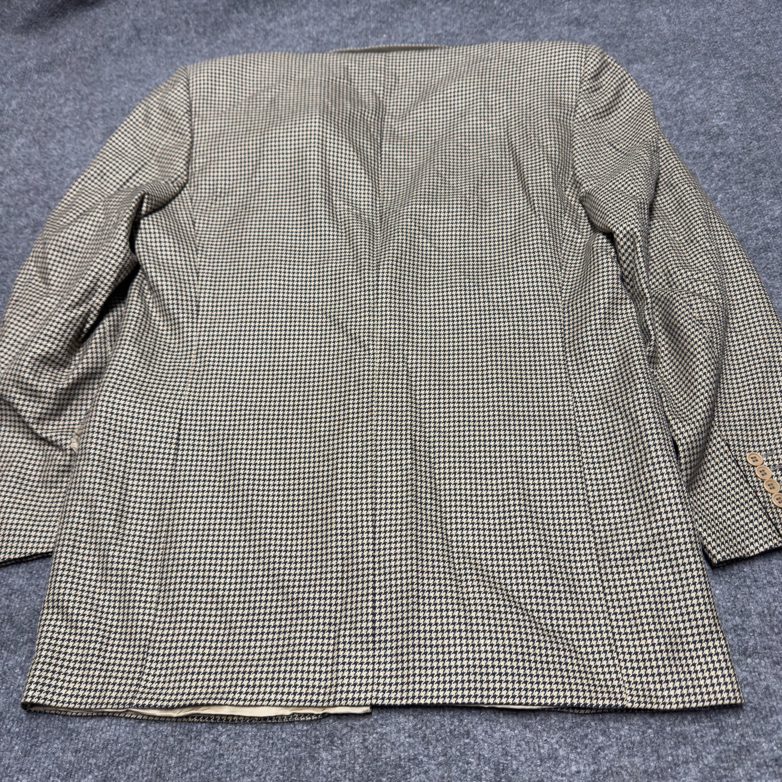 Canali Houndstooth Silk Wool Blazer Sport Coat Jacket Men EU 54 US 44 Beige