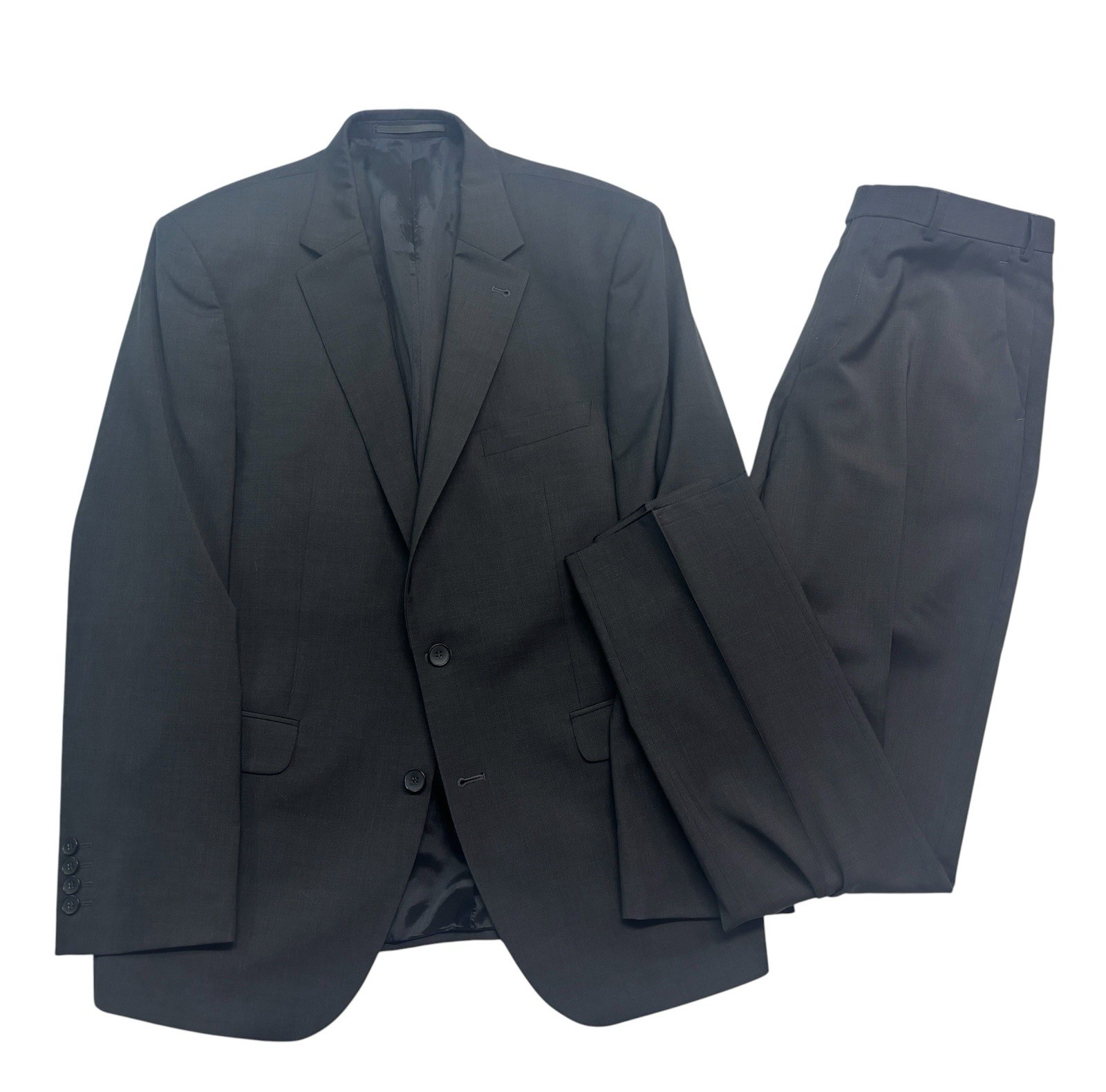 Walbusch 52 42R 35×32 Charcoal 2pc Pant Suit Slim Marzotto Wool Italian Fabric