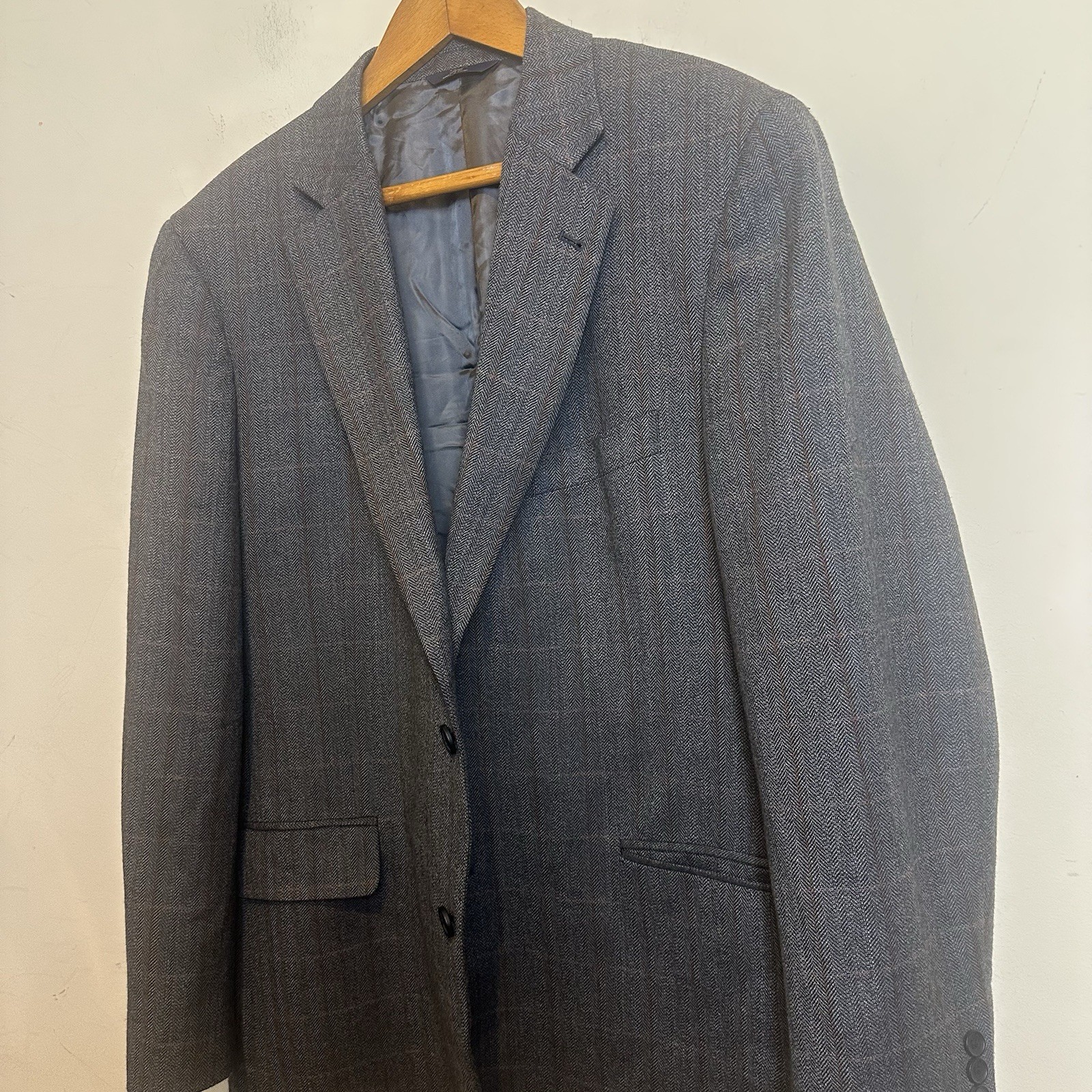 Brooks Brothers 346 Blazer Madison Fit 100% Wool Men’s 46L Plaid Gray Office