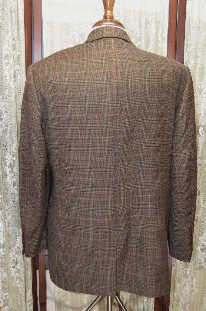 *Italy* Brooks Brothers 44R brown glen plaid red check lambswool sport coat p1j5