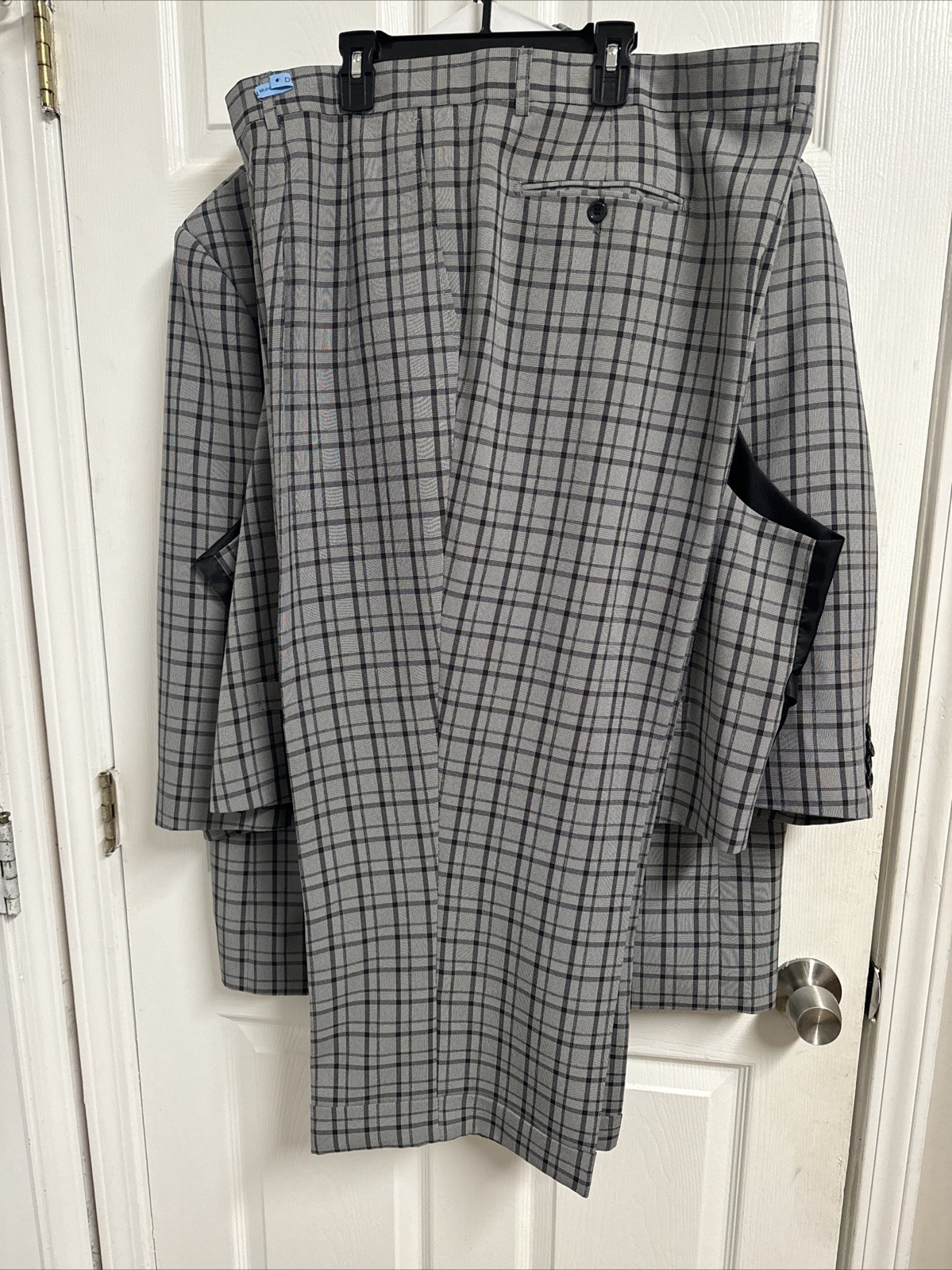Fortino Landi Men’s Black Plaid Checks 3 PCs Suit Jacket Pants And Vest