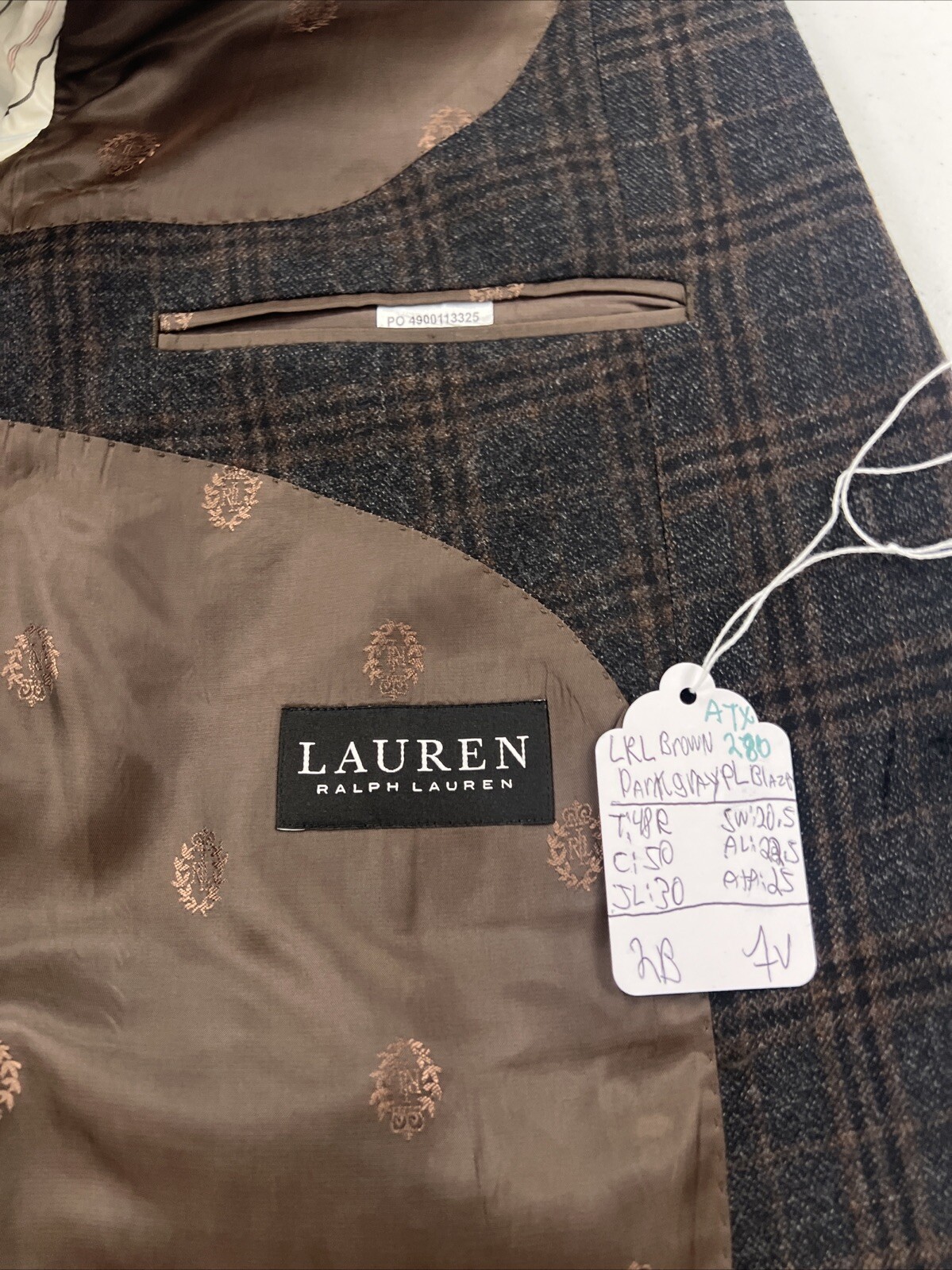 FALL/WINTER Lauren Ralph Lauren Men’s Dark Gray Brown Wool Blend Blazer 48R $495