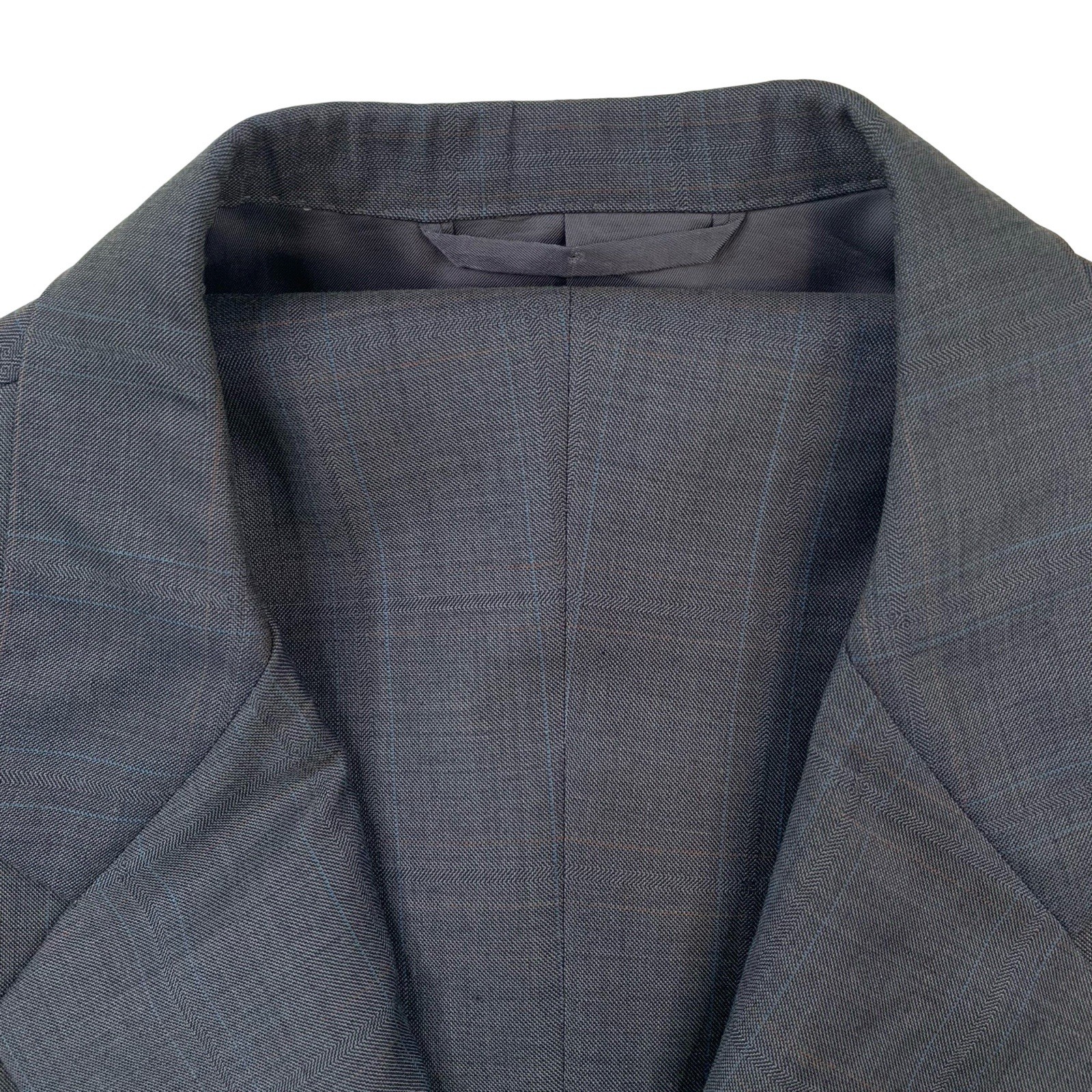 Mens 52 R Hickey Freeman X Loro Piana Tasmanian 120’s Charcoal Windowpane Plaid