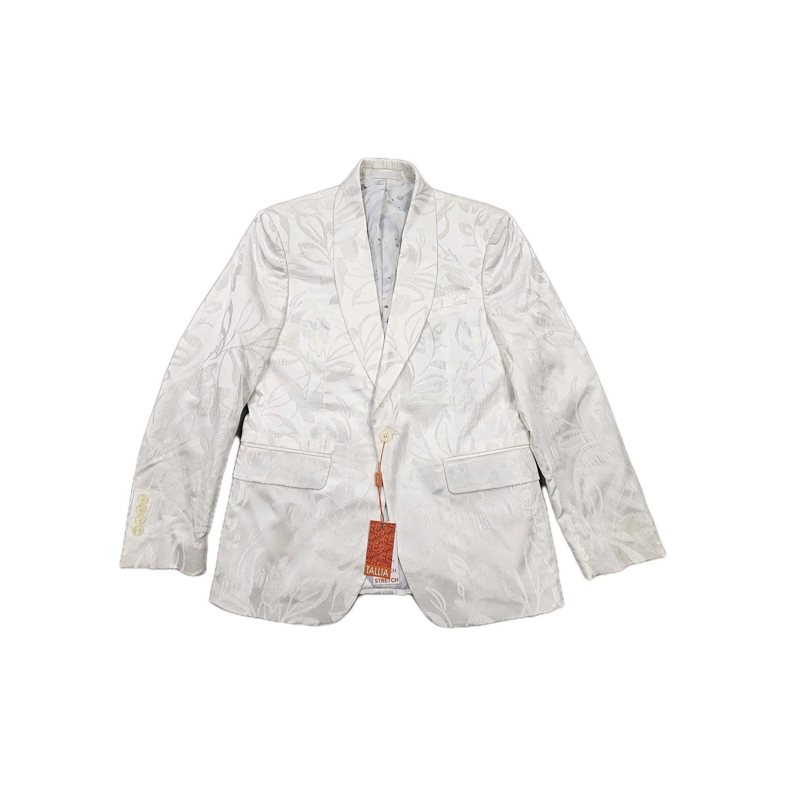 Tallia Mens 38S Slim-Fit Jacquard Floral Sport Coat White