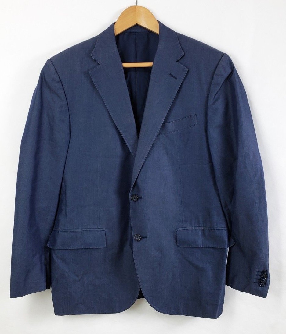 Corneliani Men Suit Blue Cotton/silk 52 7 R Lining Rayon 100% Italy