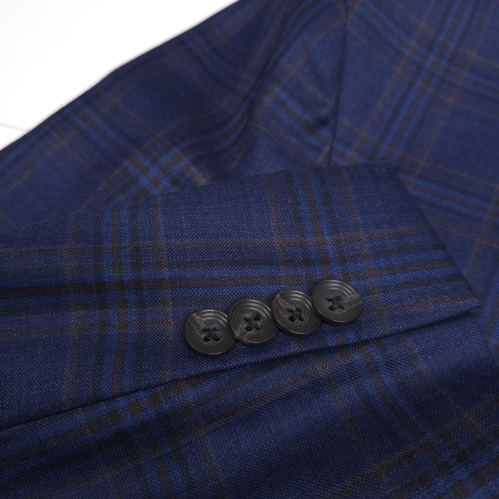 Jack Victor Midland Sport Coat Mens 42S Blue Super 130s Wool Plaid Blazer Jacket