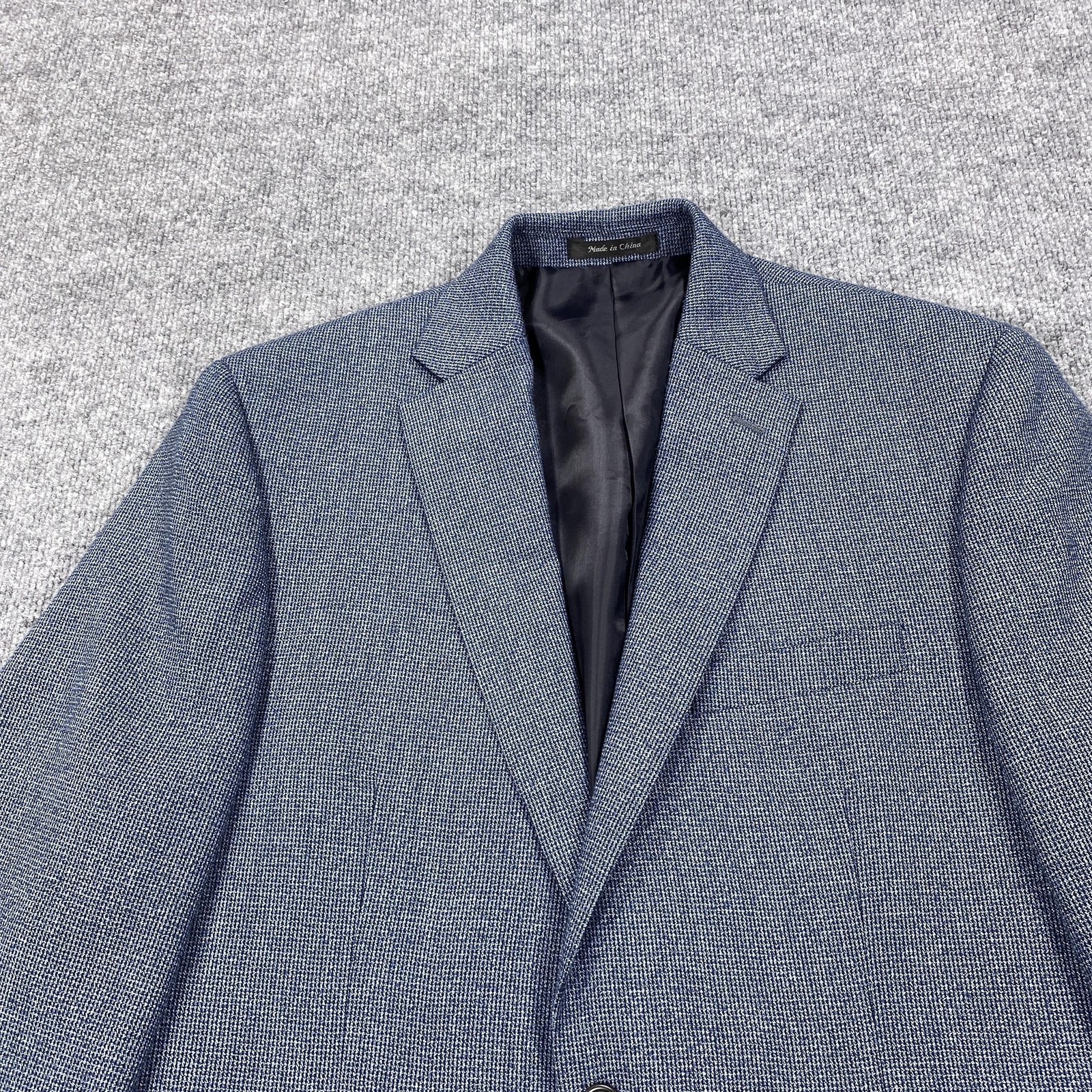 Chaps Blazer Mens 40R Blue Textured Two Button Notch Lapel Sport Coat Poly Rayon