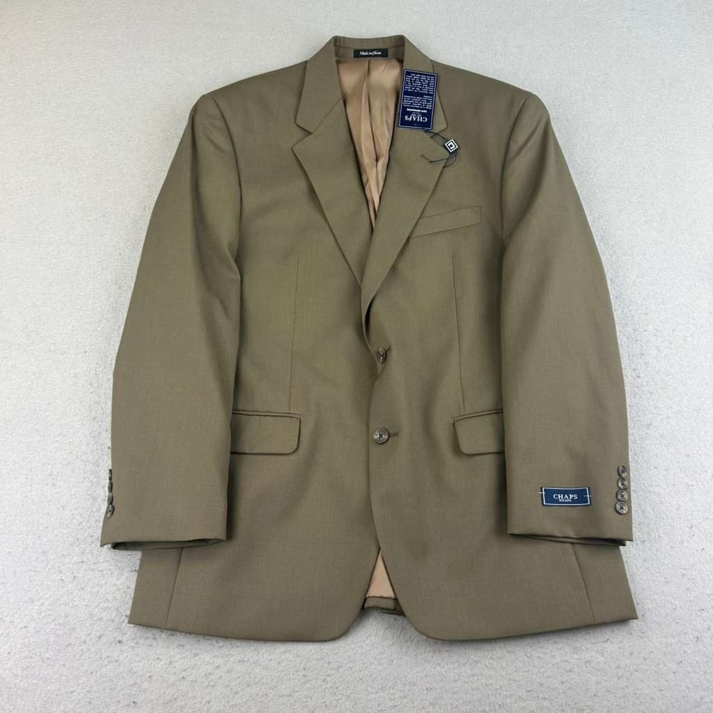 Chaps Blazer Mens 42 Regular Taupe Wool Lined Button Up Jacket NWT