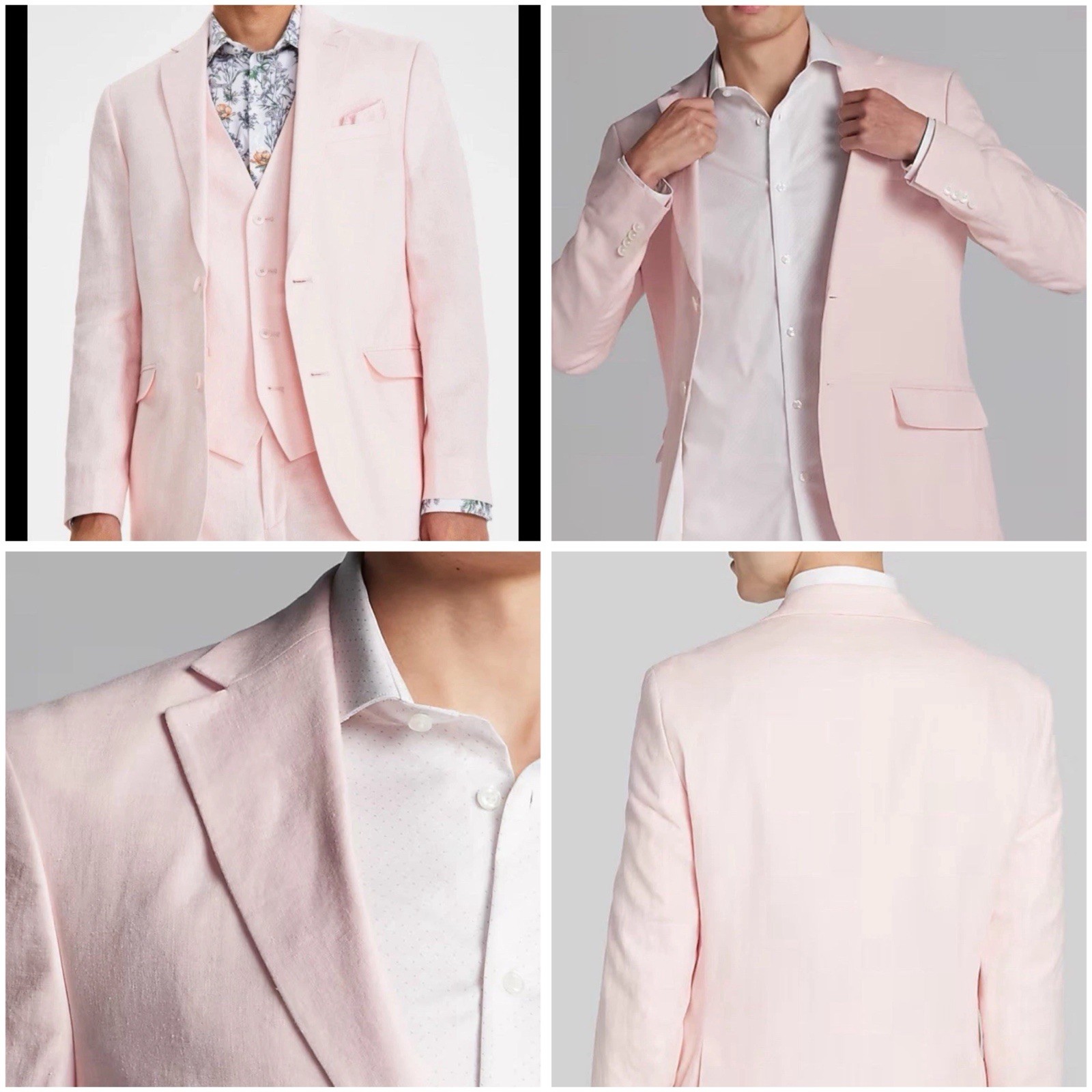 Bar Ill Mens Slim fit Suit Jacket Blazer 38L Light Pink Brand New 100% linen NWT