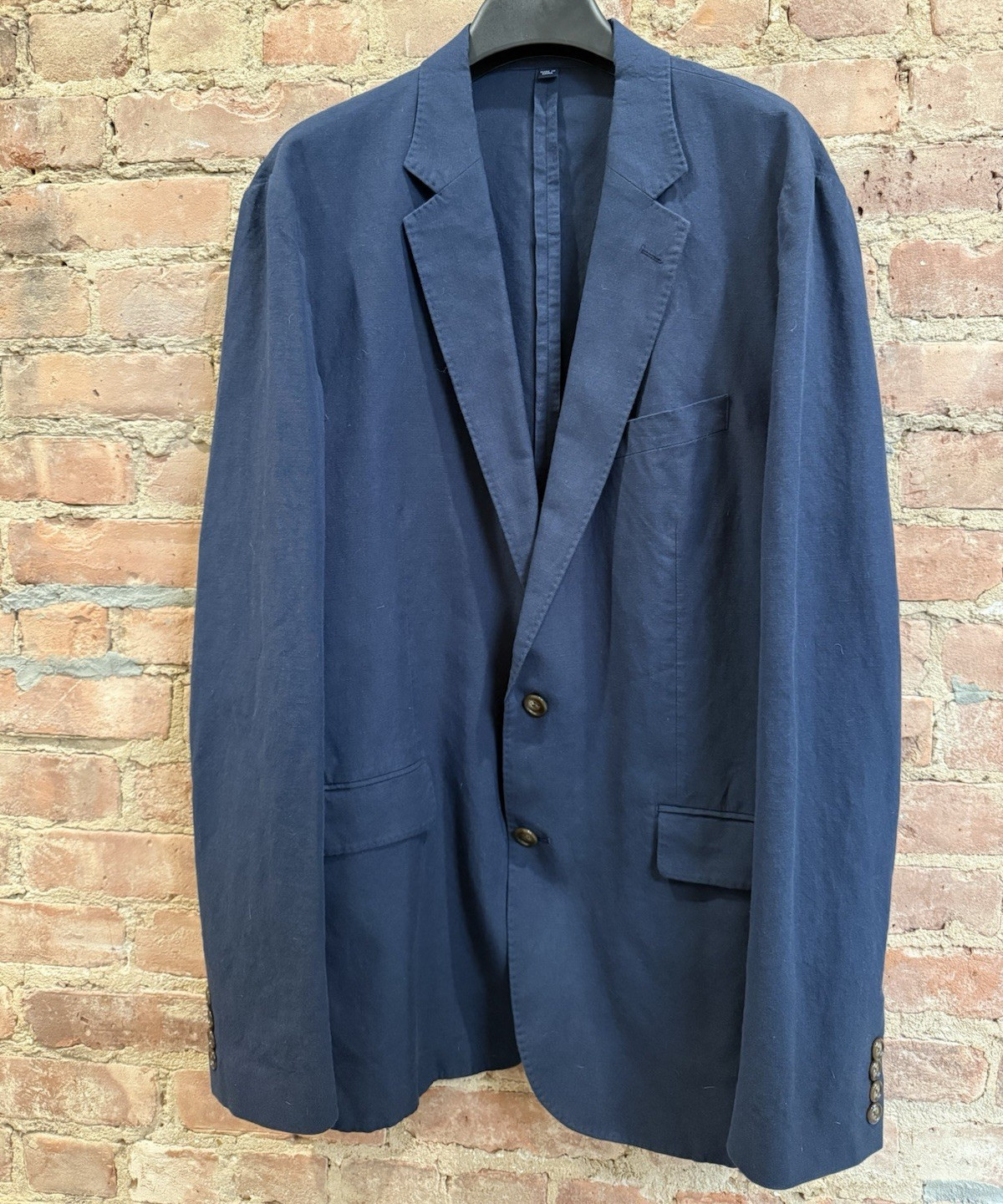 J.Crew Ludlow Men’s 2-Piece Suit Navy Solid 44L Cotton Linen 38×32
