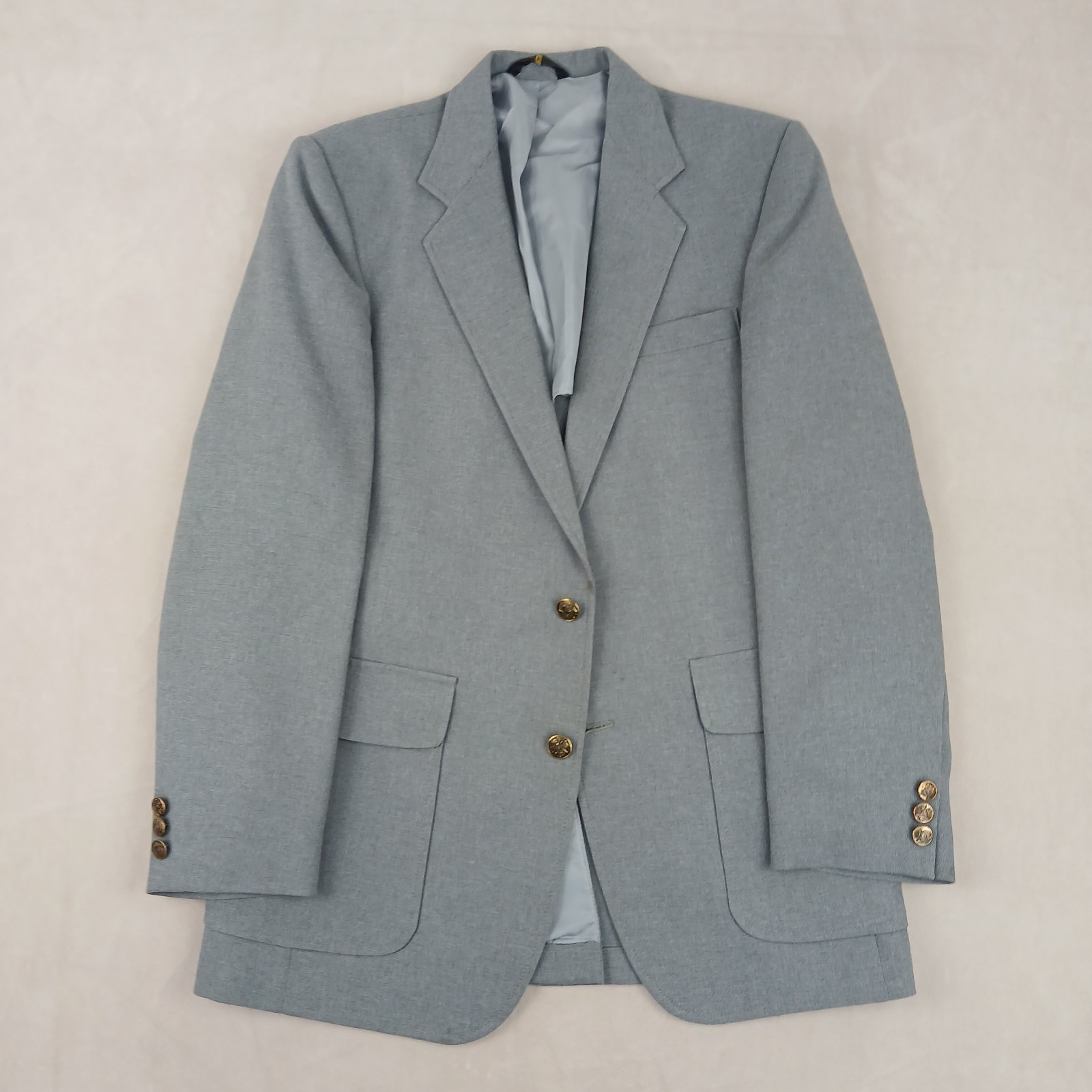 VTG Haggar 38 Mens Blazer USA Metal Button Gray 19×30 FLAWS