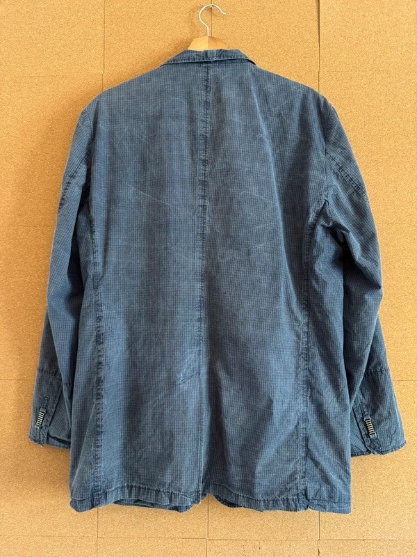 Hartwich Blazer Sports Chore Jacket 44 Navy Unstructured Unlined Check Canvas