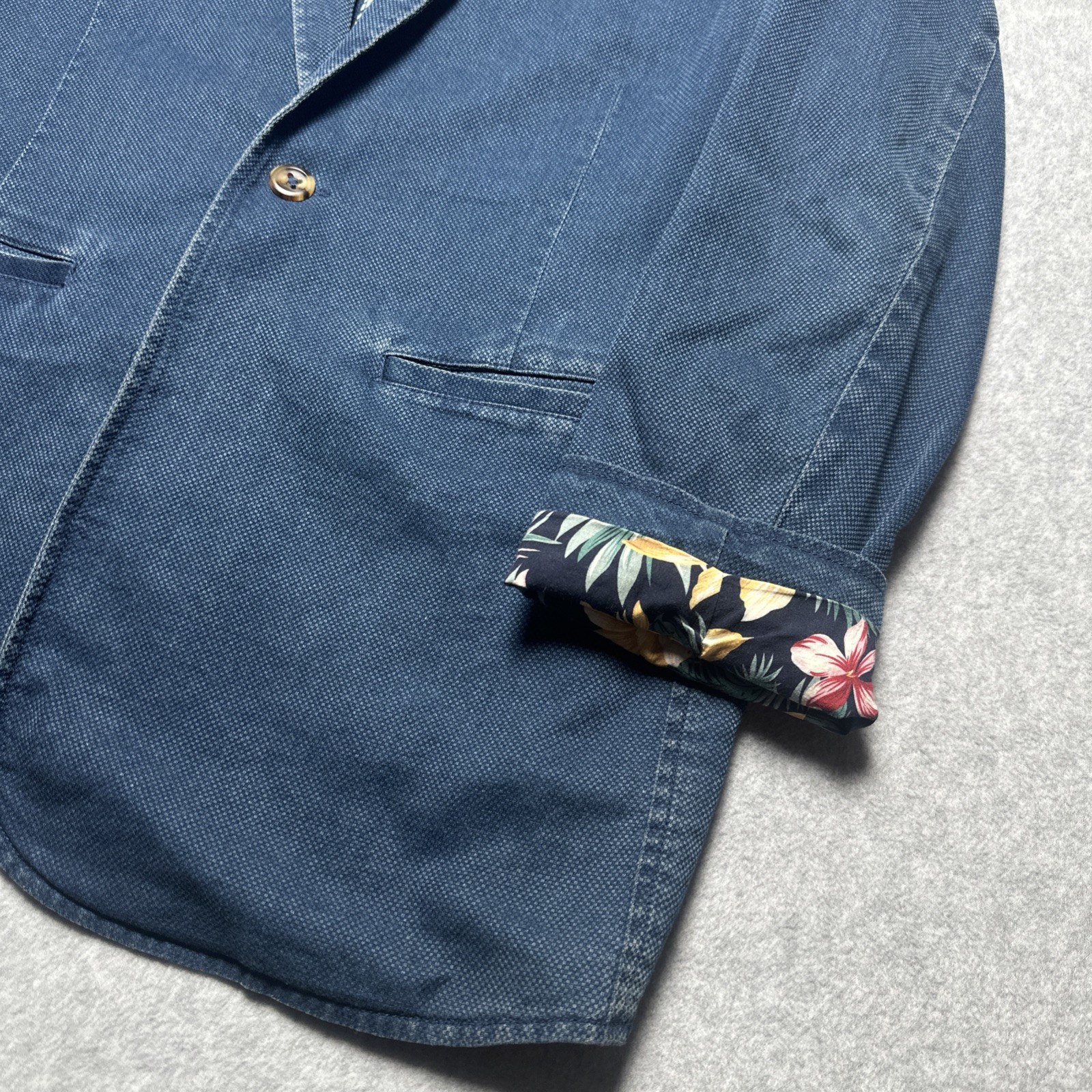 Marine Layer Blue Cotton Washed Denim Hawaiian Summer Jacket Coat Blazer 42