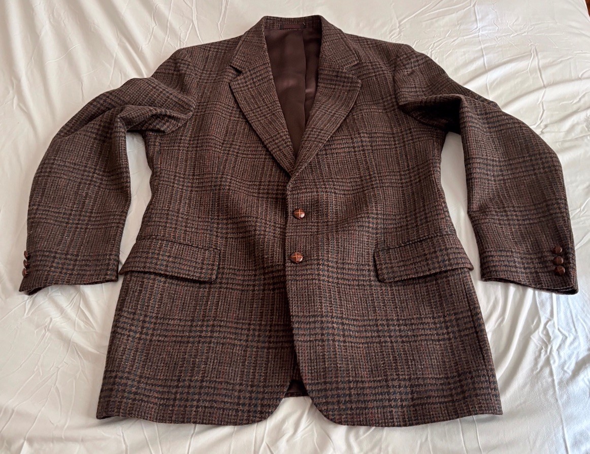 Sport Coat 42L Classic Vented Heavy Wool Plaid Blazer Jacket Vintage Courtenay