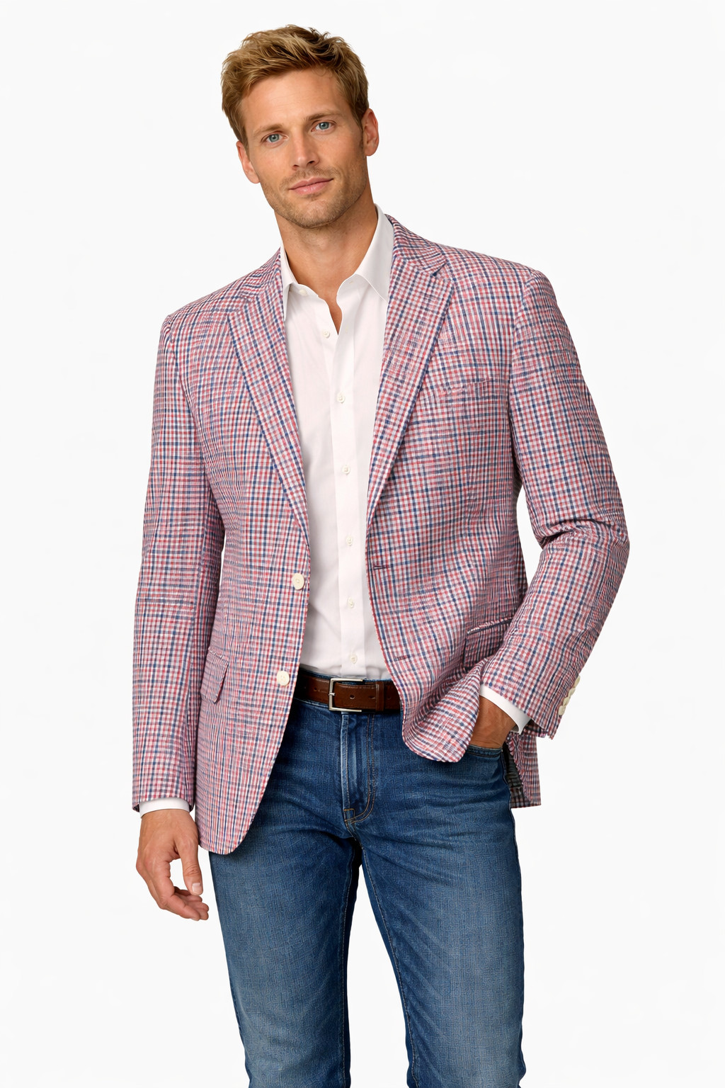 VTG Brooks Brothers Fritzgerald Blazer Sport Coat Seersucker Check Cotton 41 L