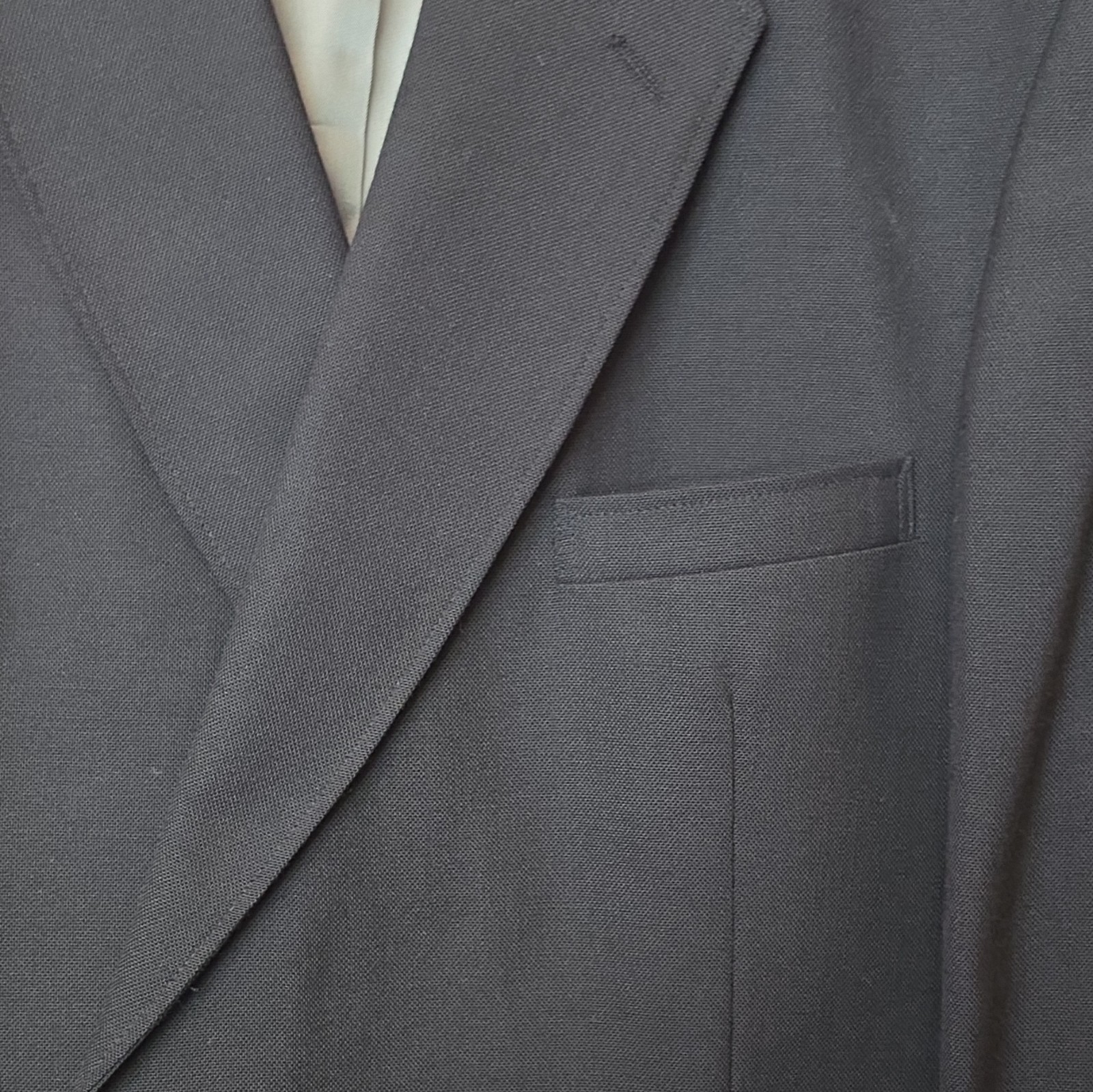 Stafford Men’s 40R Black Worsted Wool Blend 2-Button Suit Jacket Notch Lapel