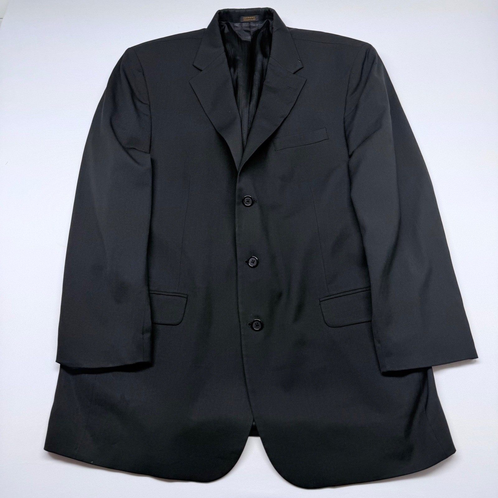 Stafford Mens Black Worsted Wool 3Button Suit Jacket Blazer Made in Mexico 46