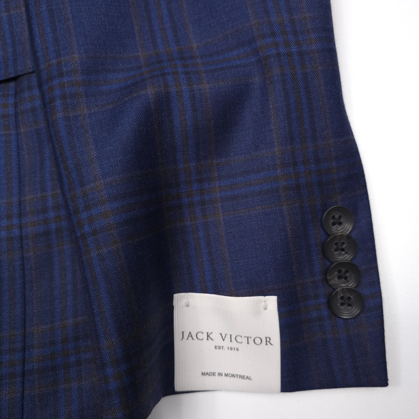 Jack Victor Midland Sport Coat Mens 42S Blue Super 130s Wool Plaid Blazer Jacket