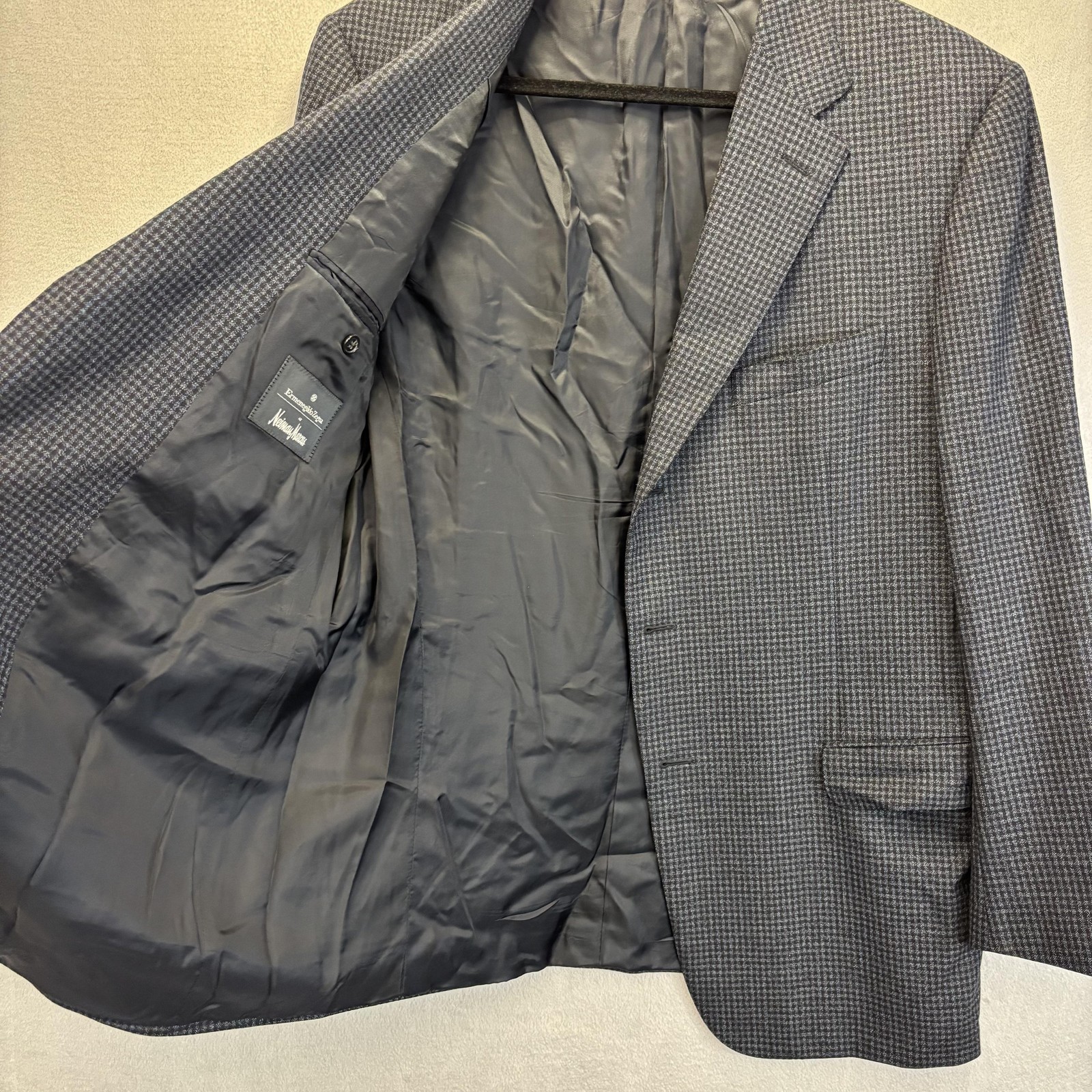 Ermenegildo Zegna Neiman Marcus Wool Blazer Jacket Mens US 46 (IT 56) Blue Check