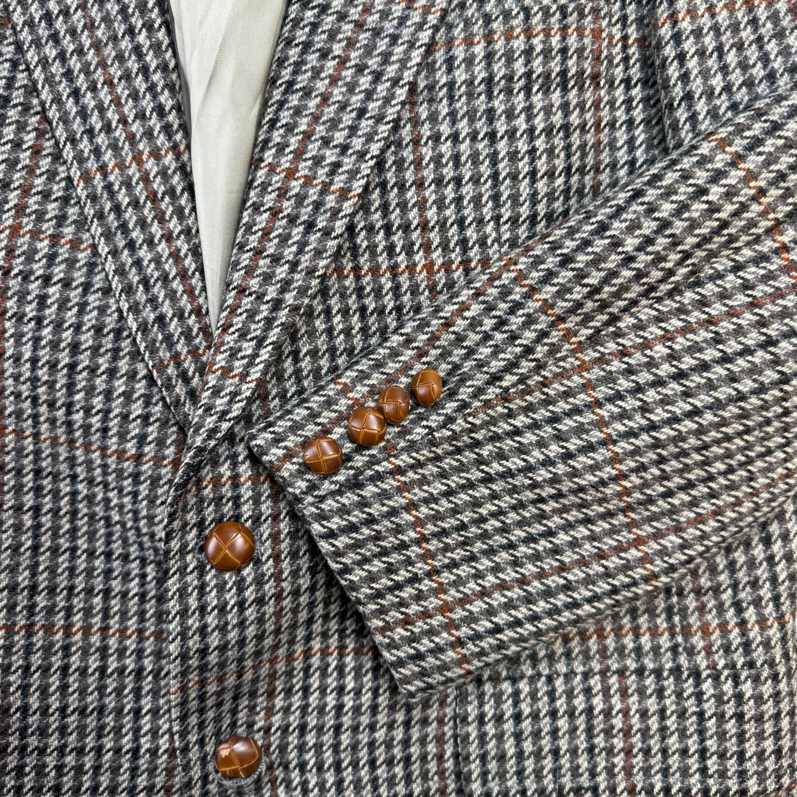 VTG Chaps Ralph Lauren Blazer Jacket Mens 40 Houndstooth Tweed Coat Old Money