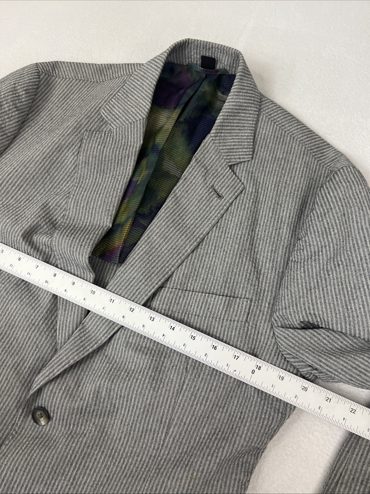 Kroon Blazer Mens 42R Gray Seersucker Cotton Bono 2 Wash Patch Pocket Sport Coat