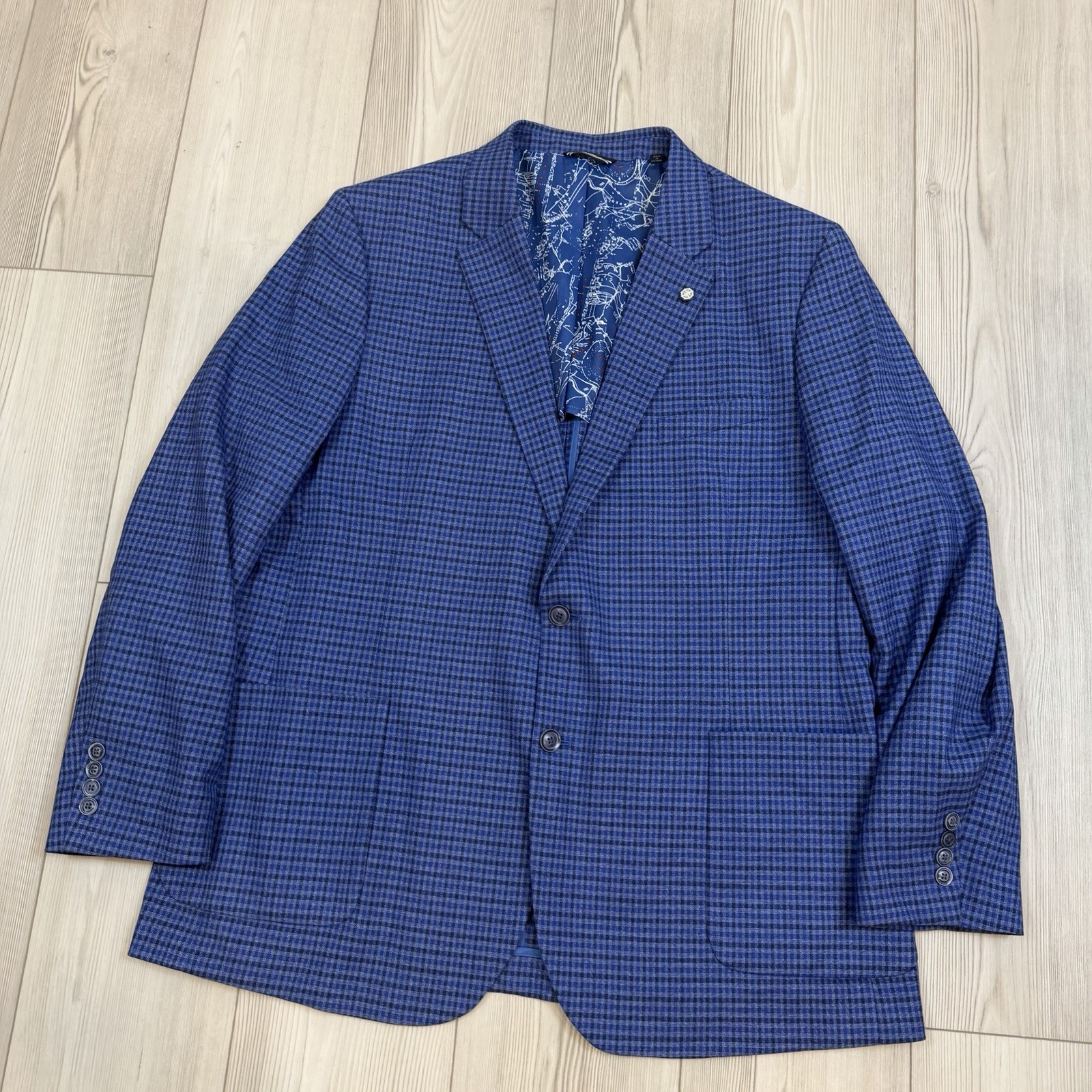 Nautica Mens Jensen Modern-Fit Check Stretch Blazer Navy/Marine, 48L