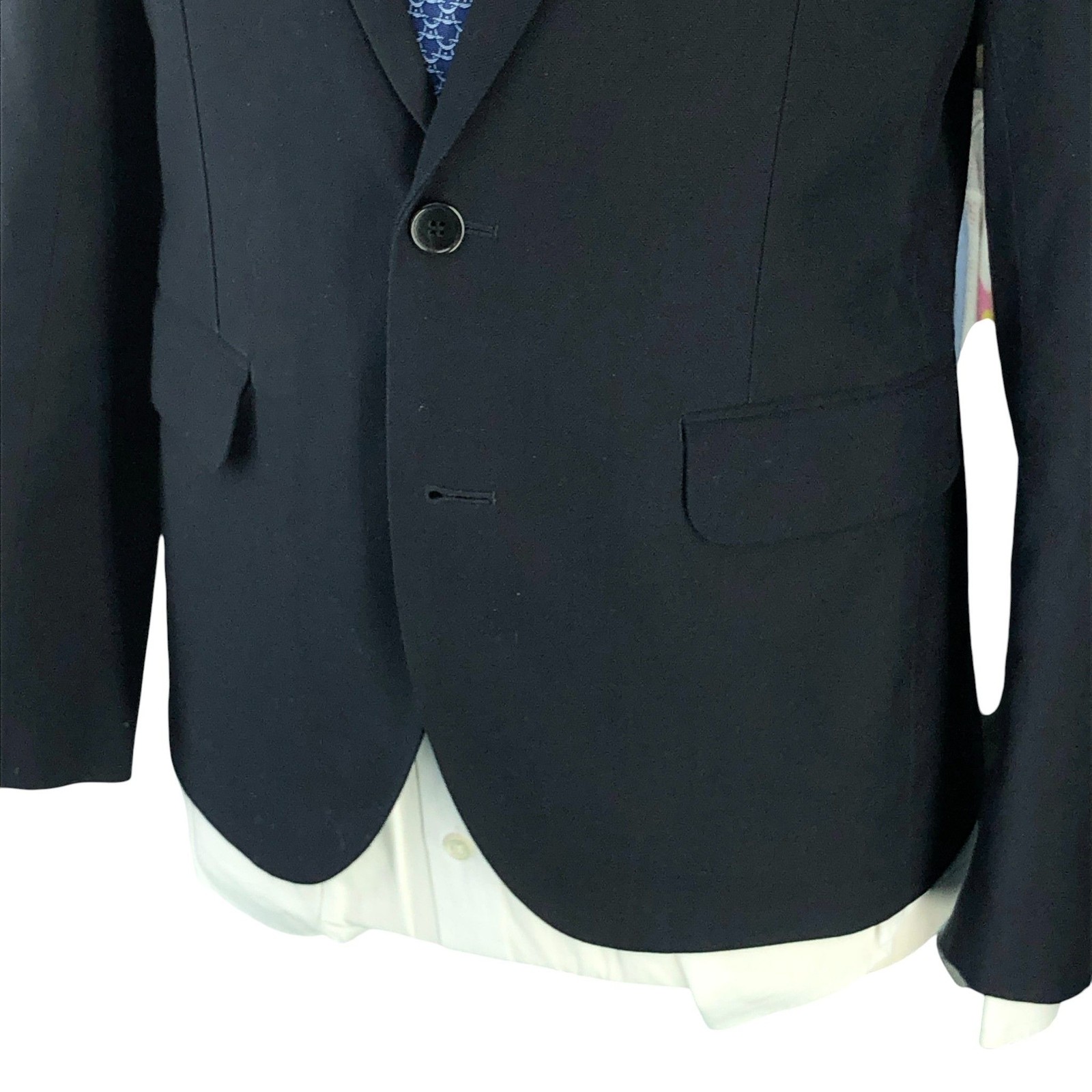 CHCM Sport Coat Mens 38S Navy Cotton Polyester Two Button Slim Single-Vented