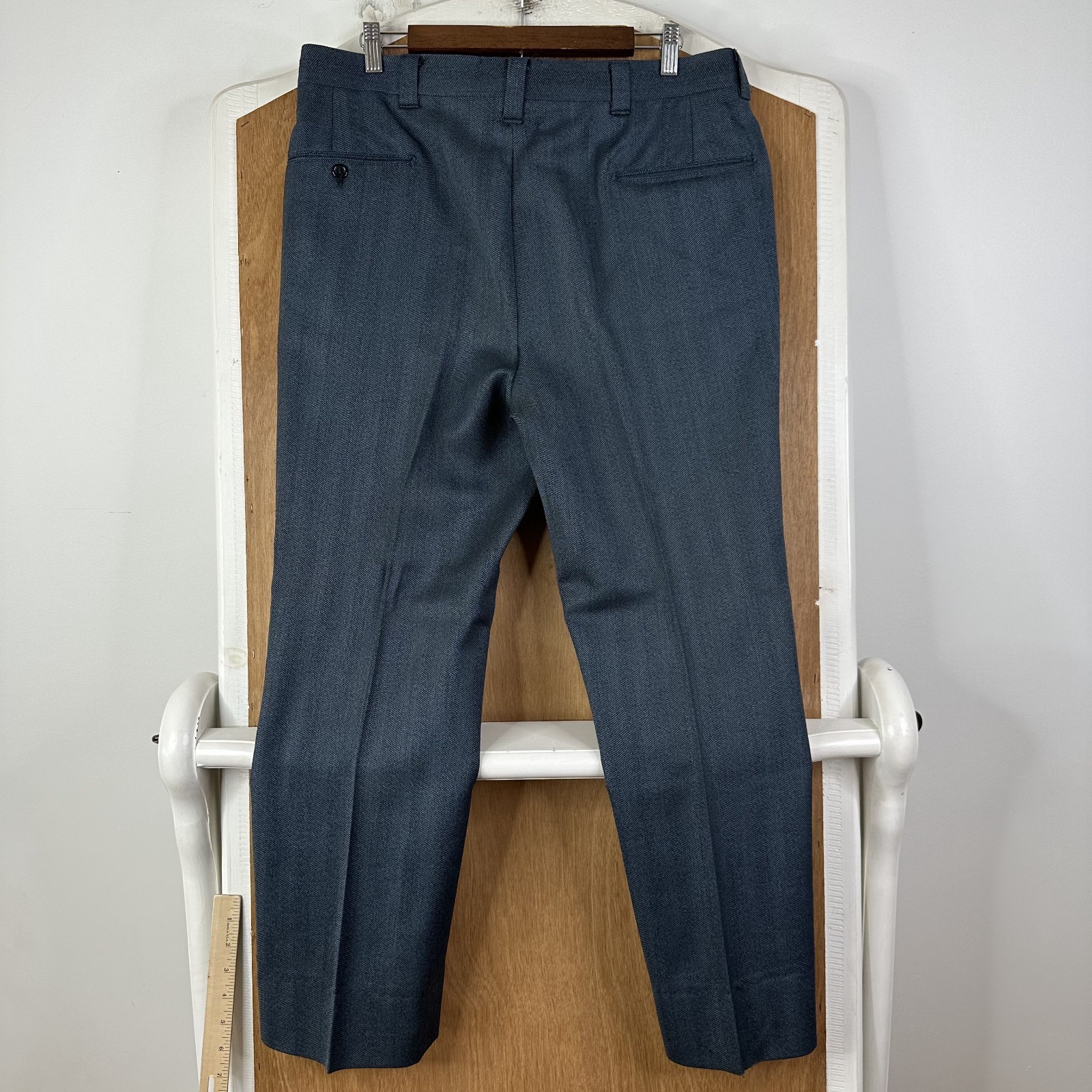VTG Double Breasted Suit Mens 40R Striped Wool Pants 34×28 Canvased Flat 1970s