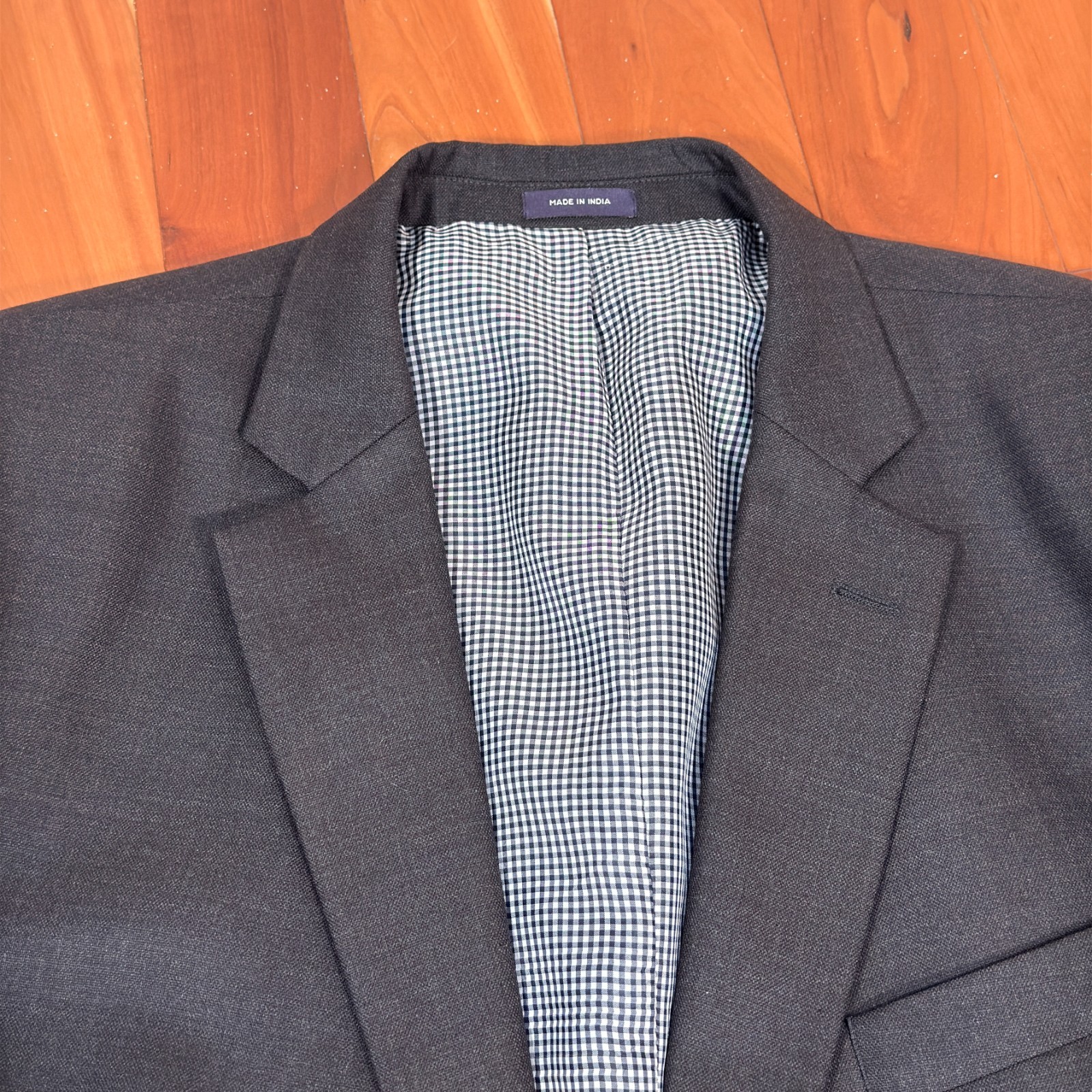 Stafford Blazer Mens 48R Classic Fit Charcoal Gray 2 Button Logo Sport Coat