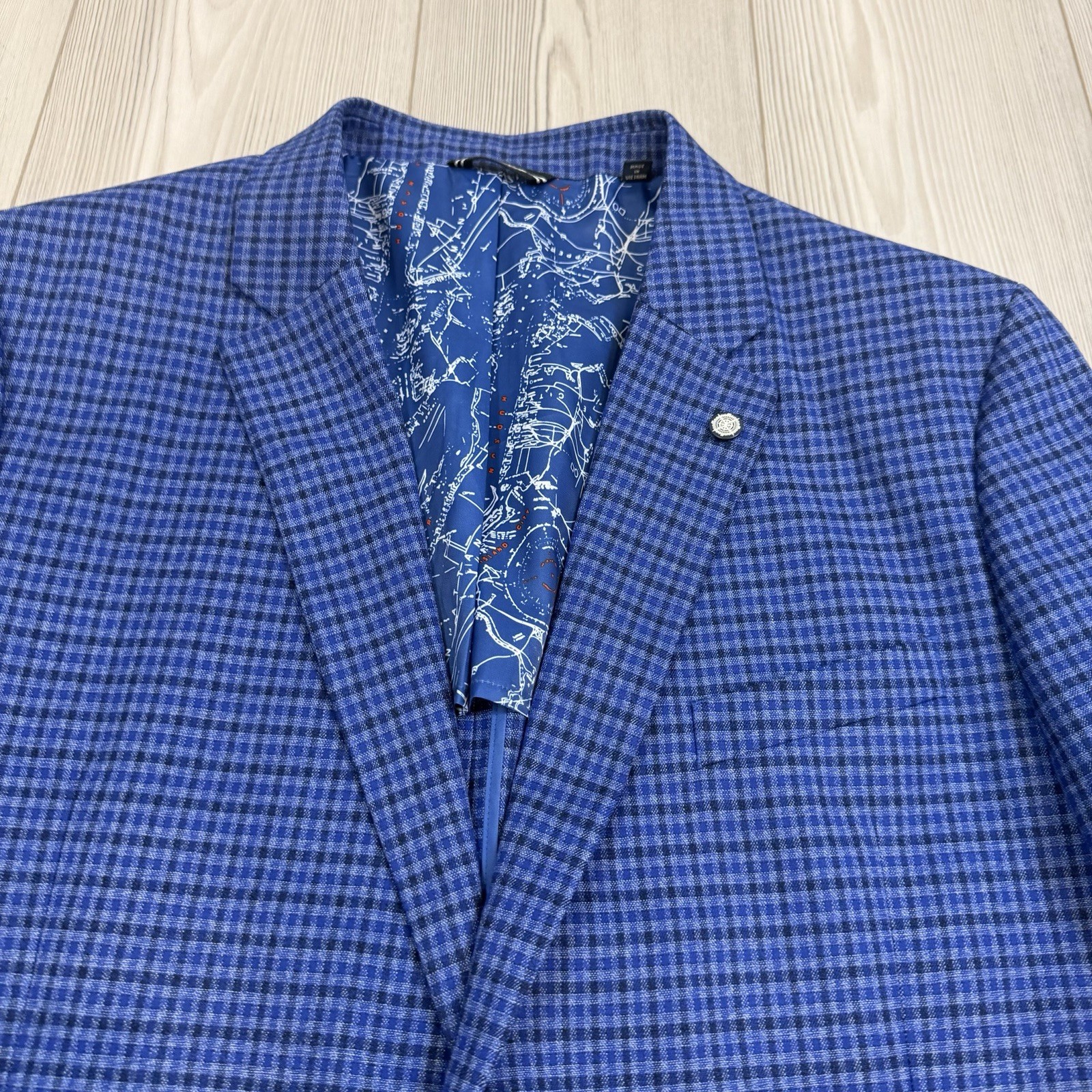 Nautica Mens Jensen Modern-Fit Check Stretch Blazer Navy/Marine, 48L