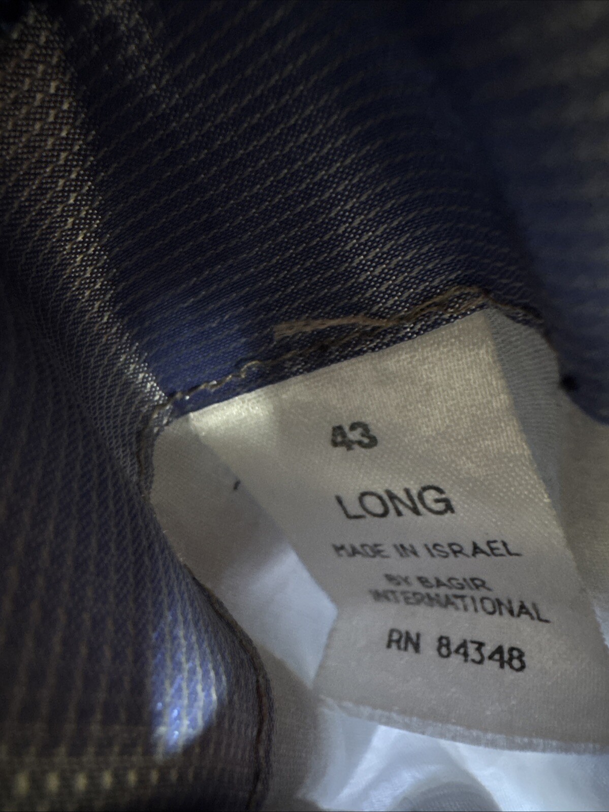 Bagir Men’s 43L Silk Wool Blue 1 One Button Large Hopsack Sport Coat Israel