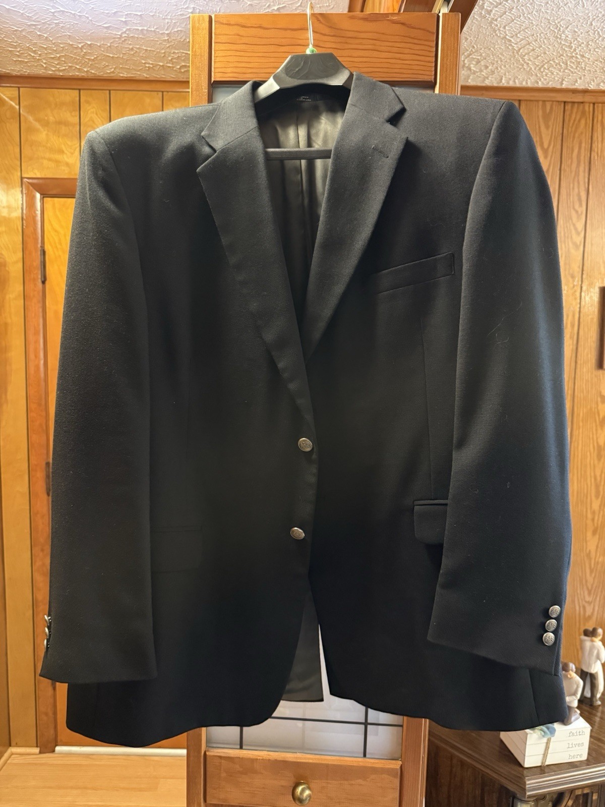 Men’s Black Stafford Blazer with Silver Buttons 46L