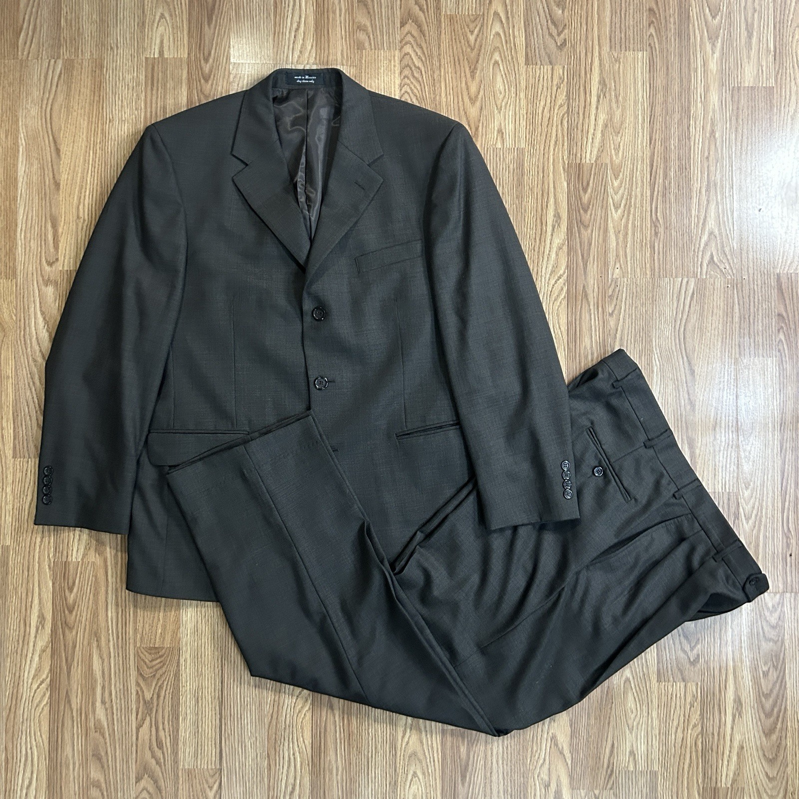 Andrew Fezza 100% Worsted Wool 2-Piece Suit 42R Jacket 36R Pants Brown Mexico