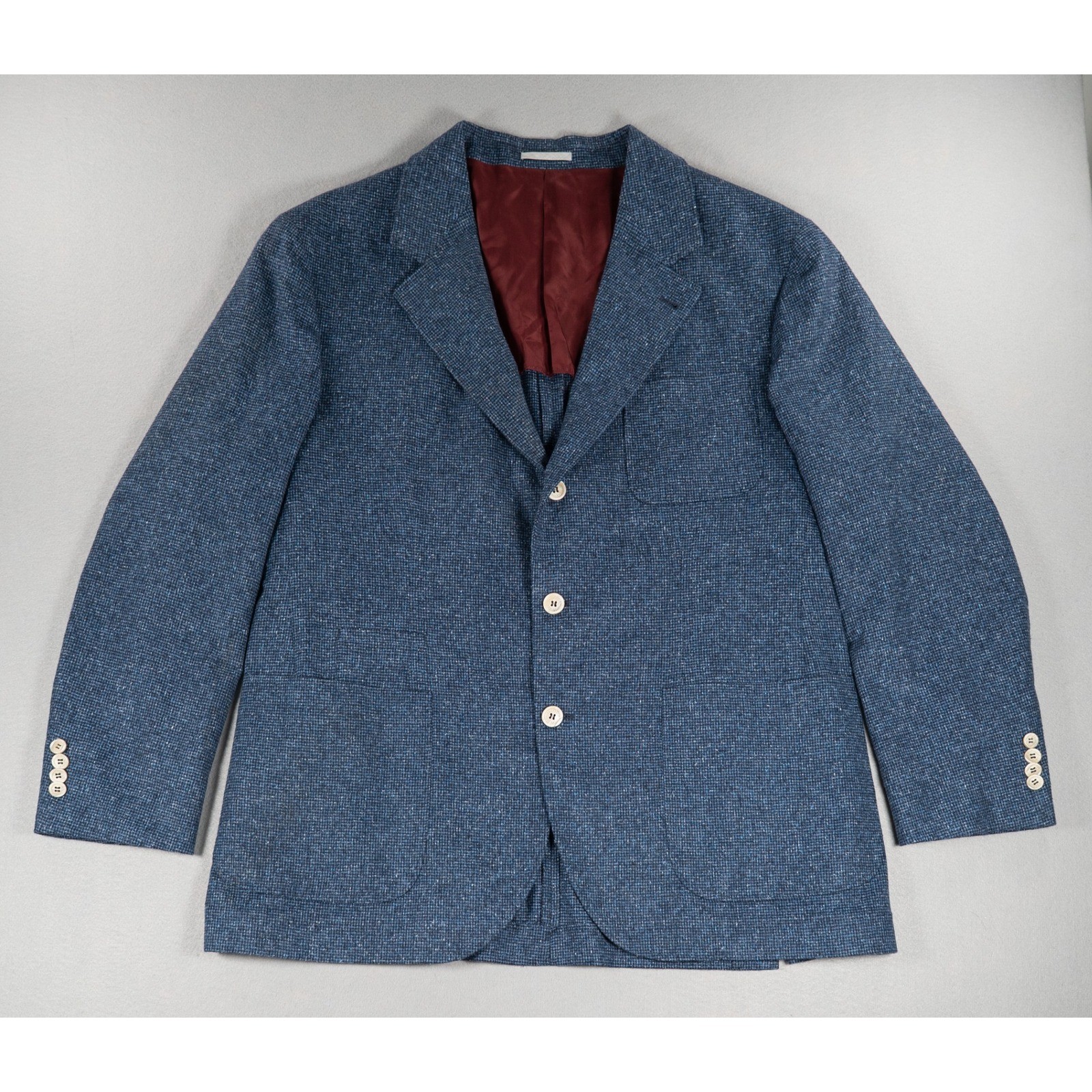 Brunello Cucinelli Mens Blue Silk Wool Cashmere 3 Button Blazer Sport Coat IT 56