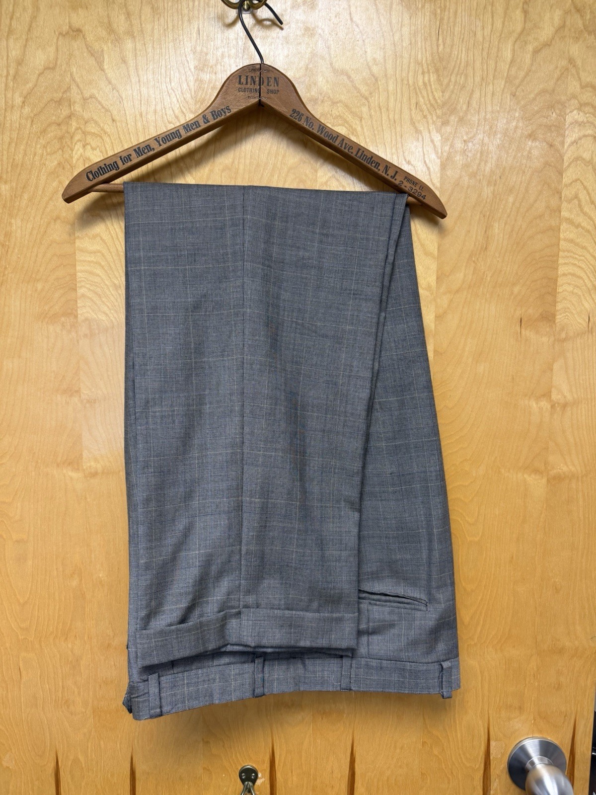Ralph Lauren Men’s Gray Windowpane 100% Wool 2 Piece Suit 42R Made In Canada