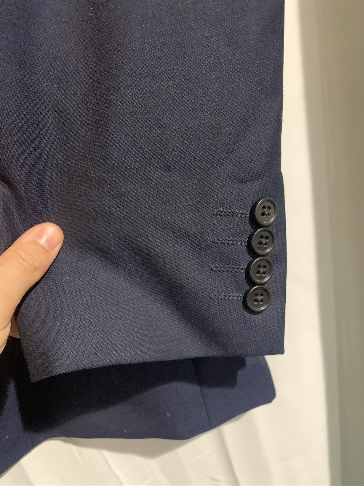 Alfani Men’s Navy Blue Slim Fit Blazer Suit Jacket 42L Wool Blend Sport Coat