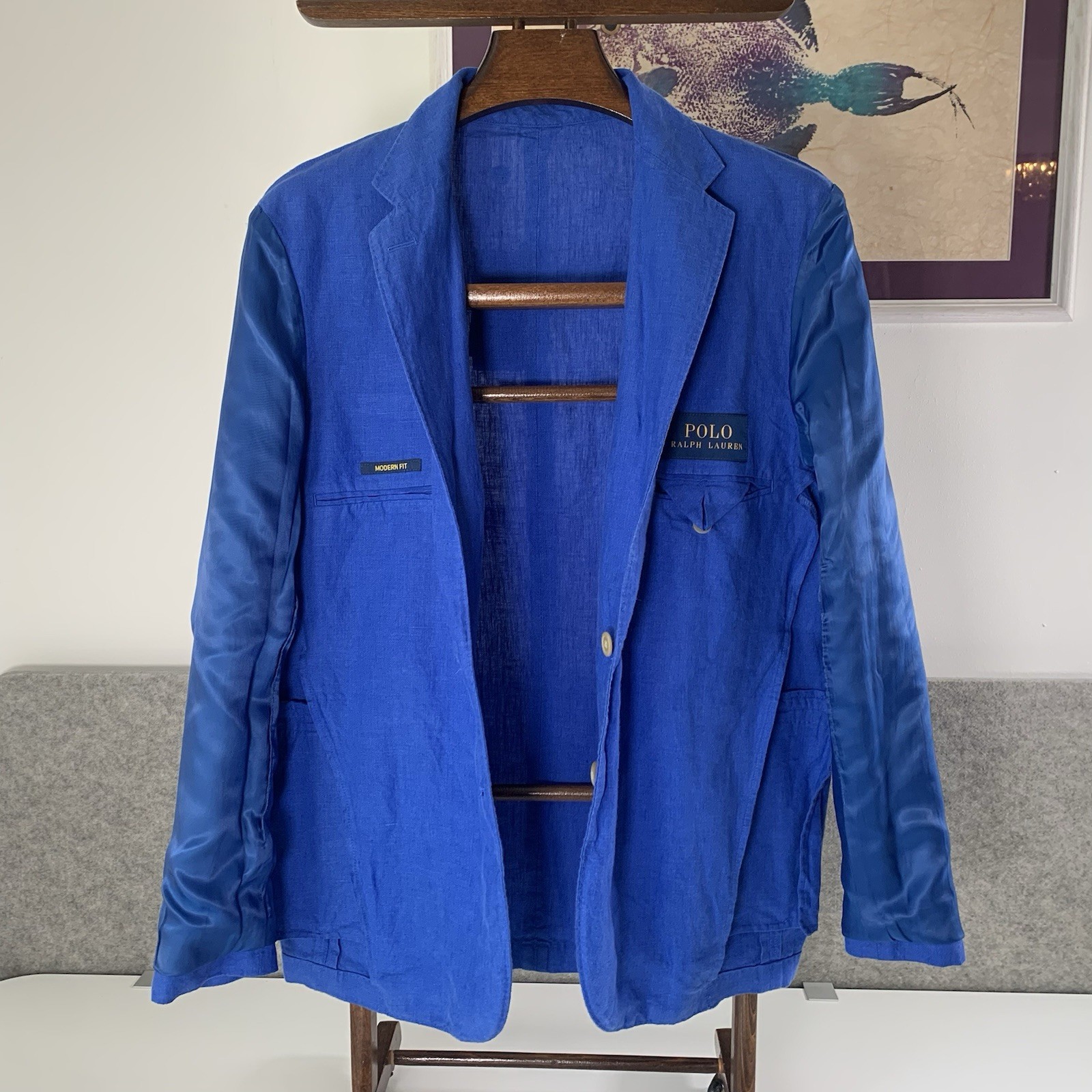 Polo Ralph Lauren Linen Blazer Men’s 40R Unstructured Modern Iris Blue NEW